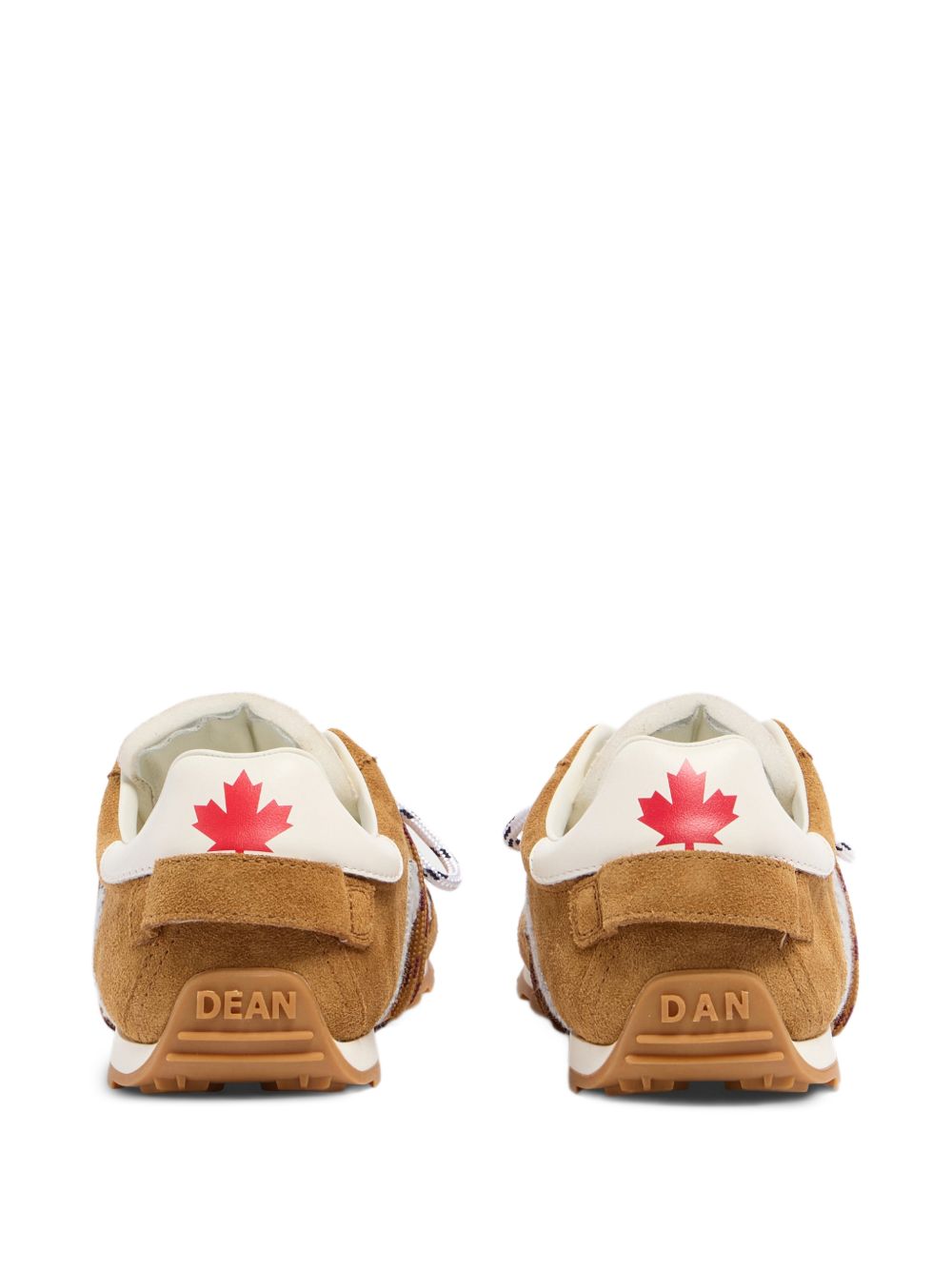 Brown Appliqué Maple Leaf Lace-Up Sneakers