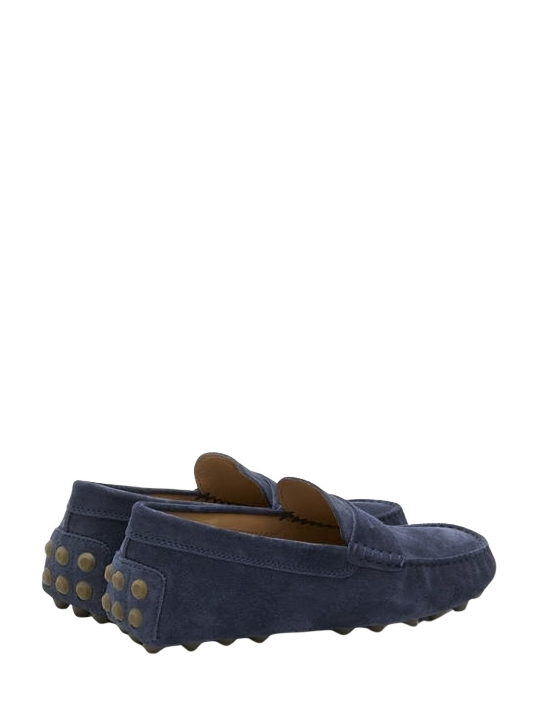 Nubuck Leather Loafers with Penny Strap Detail