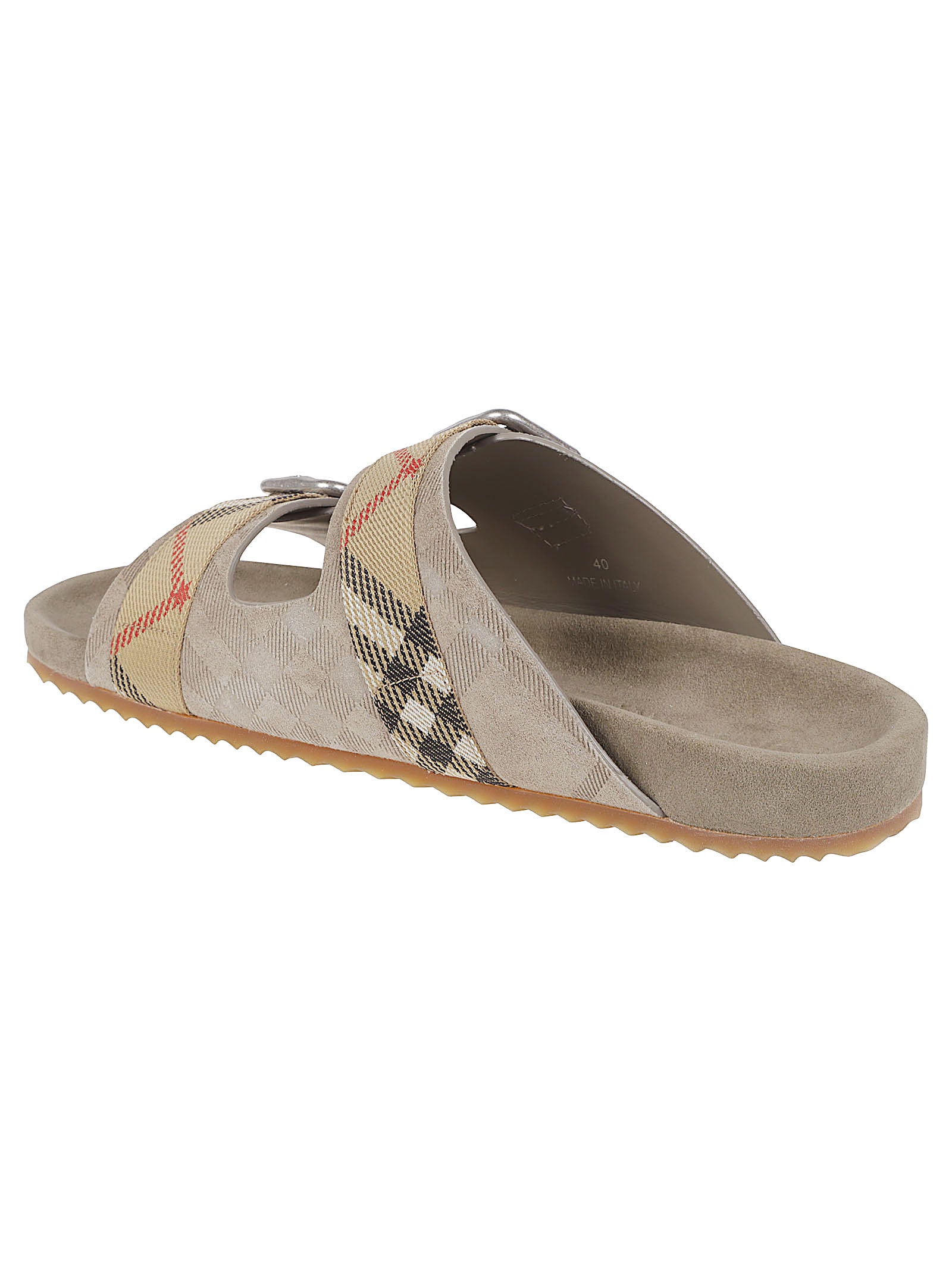 Suede Leather Sandals with Burberry Check