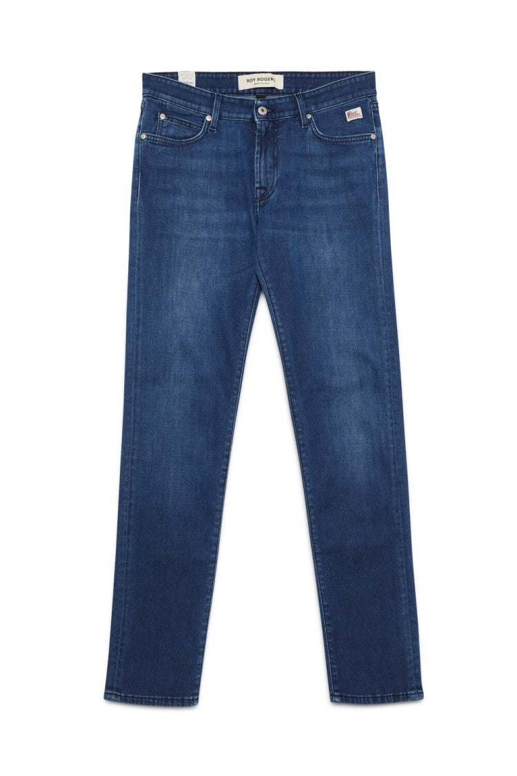Slim-Fit Dark Wash Denim Jeans With Contrasting Stitching