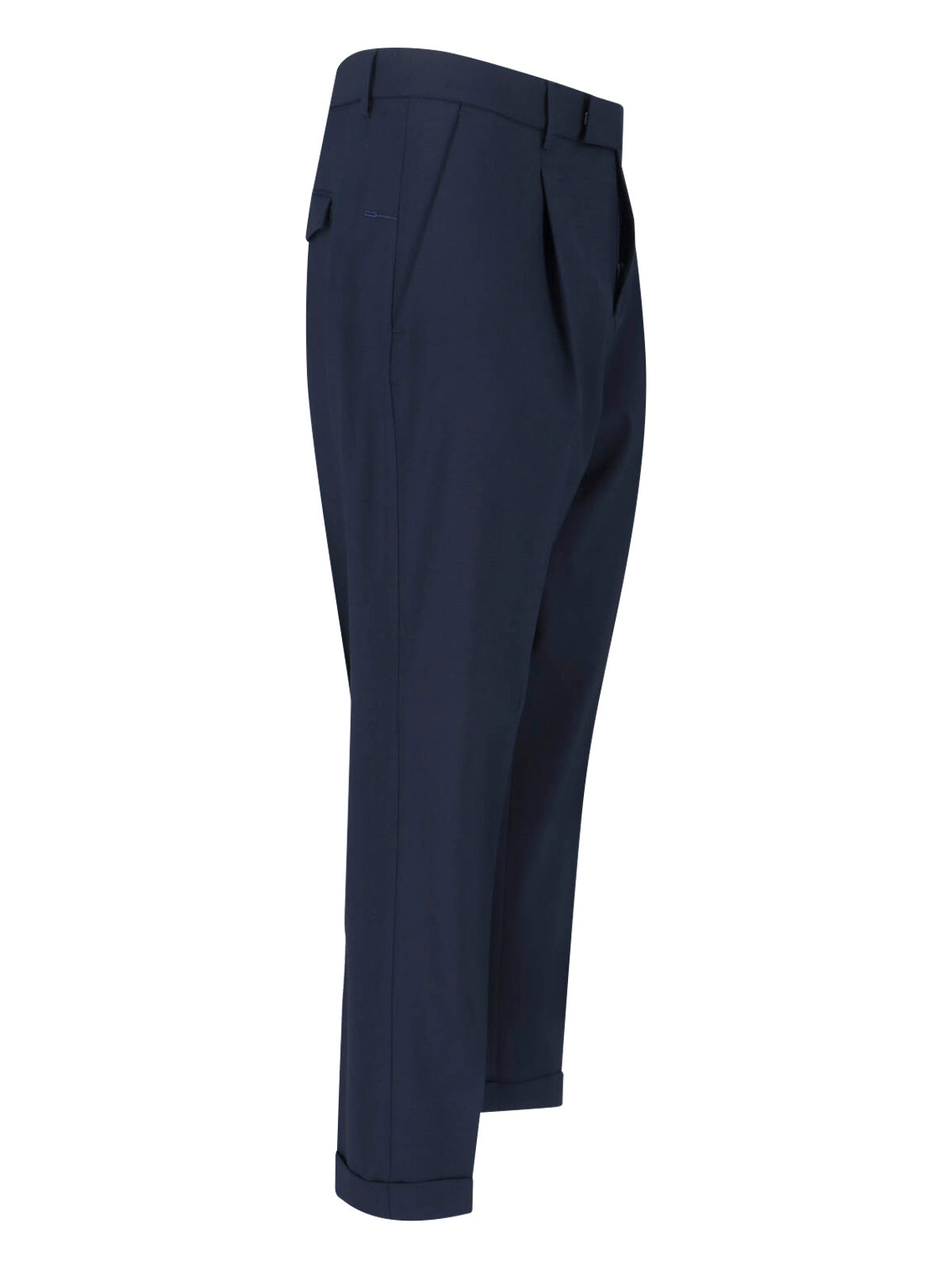 Blue Tailored Straight-Leg Virgin Wool Trousers