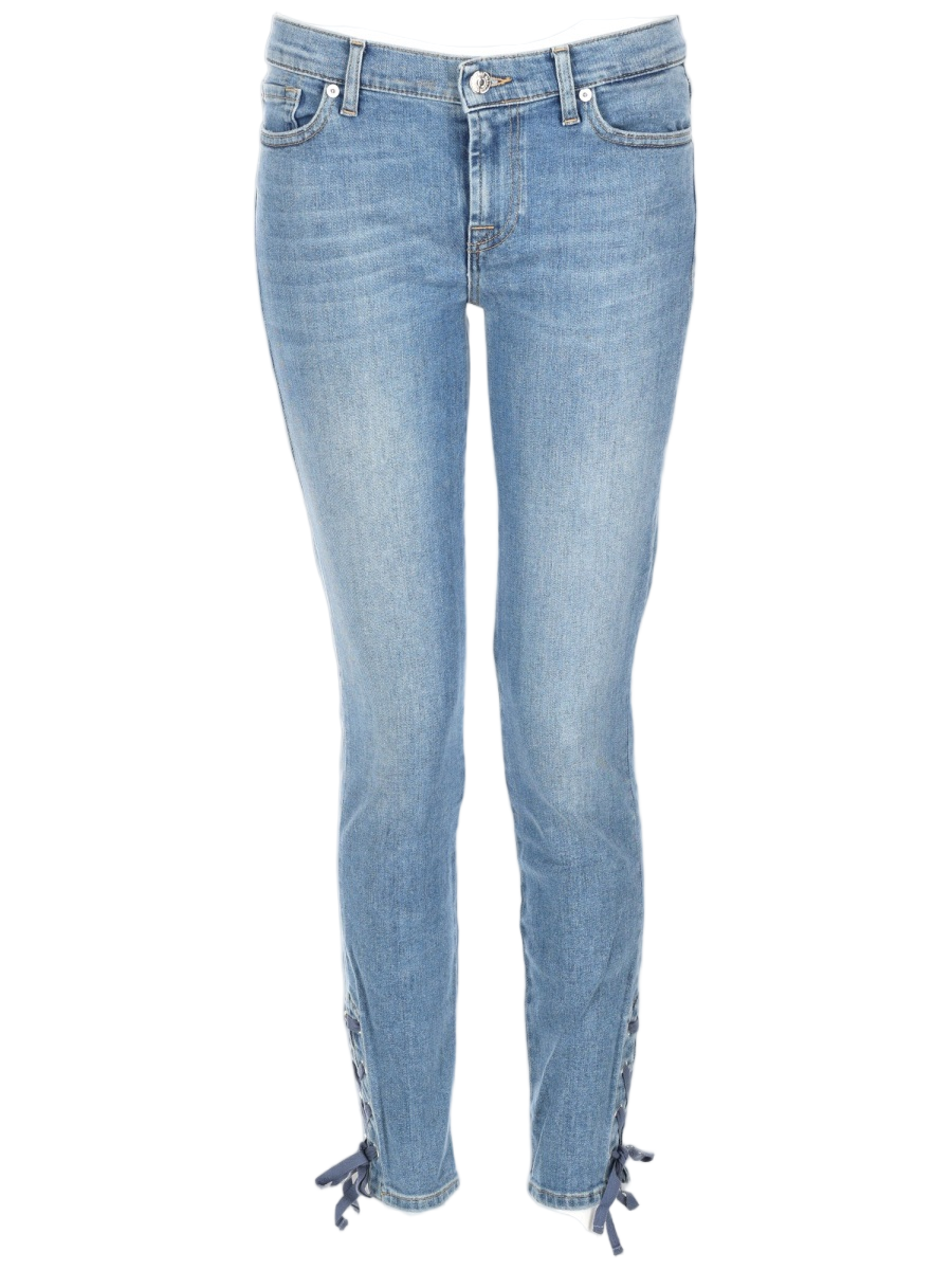 Slim Fit Light Blue Jeans with Unique Tied Bow Hem
