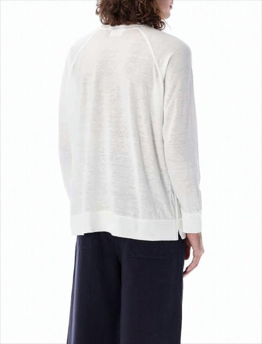 Relaxed-Fit Linen Long-Sleeve T-Shirt with Bold Graphic Logo