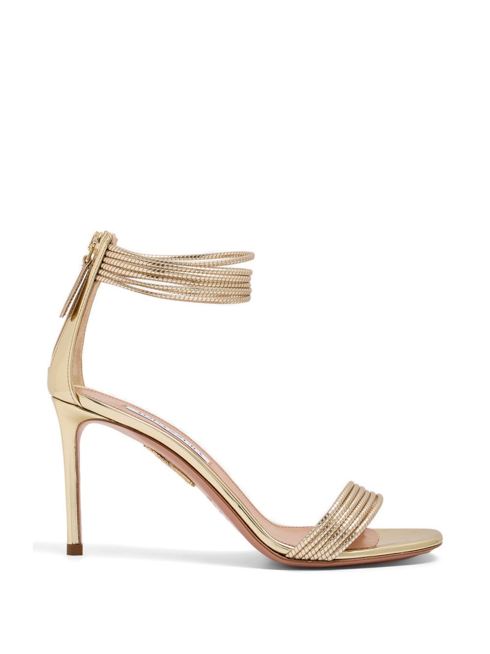 Gold-Tone Metallic Finish Square Toe Sandals