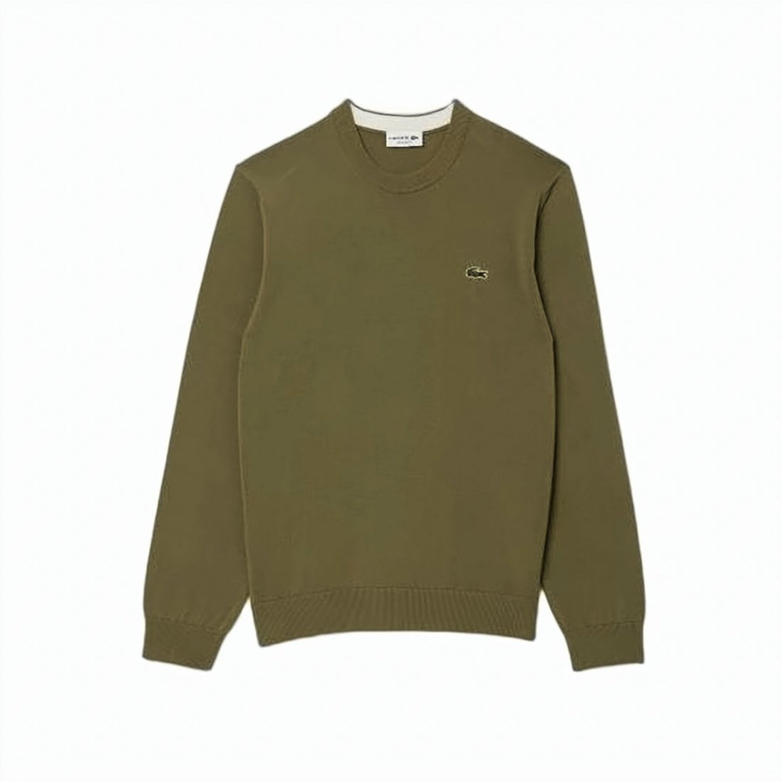 Solid Olive Green Crew Neck Sweater