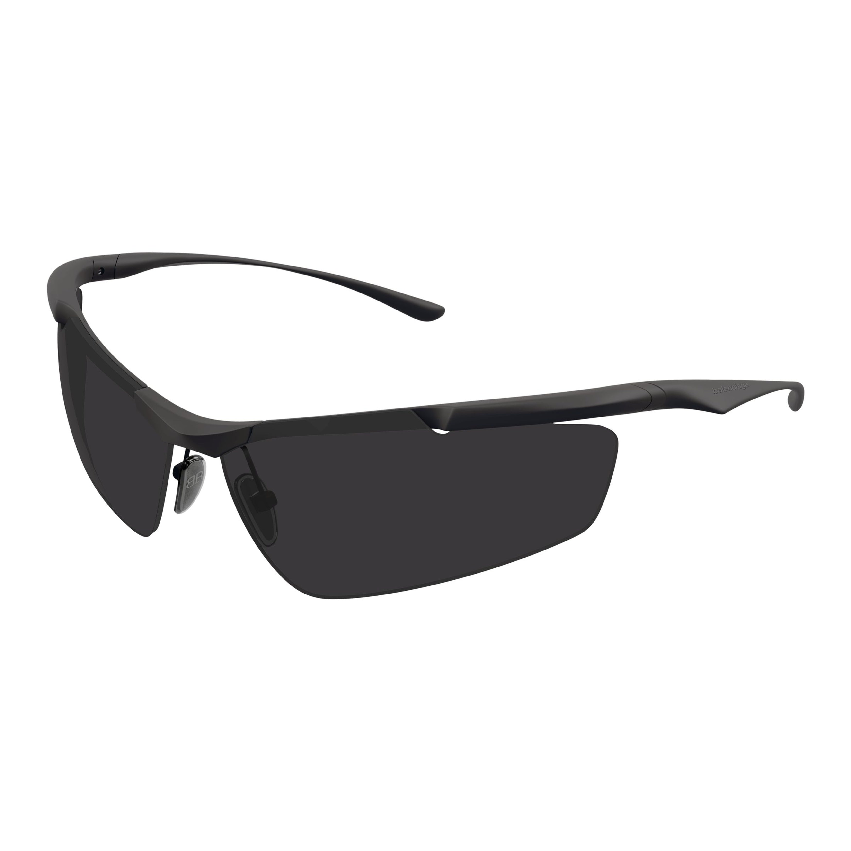 Wraparound Black Sunglasses With Minimalistic Metal Frame