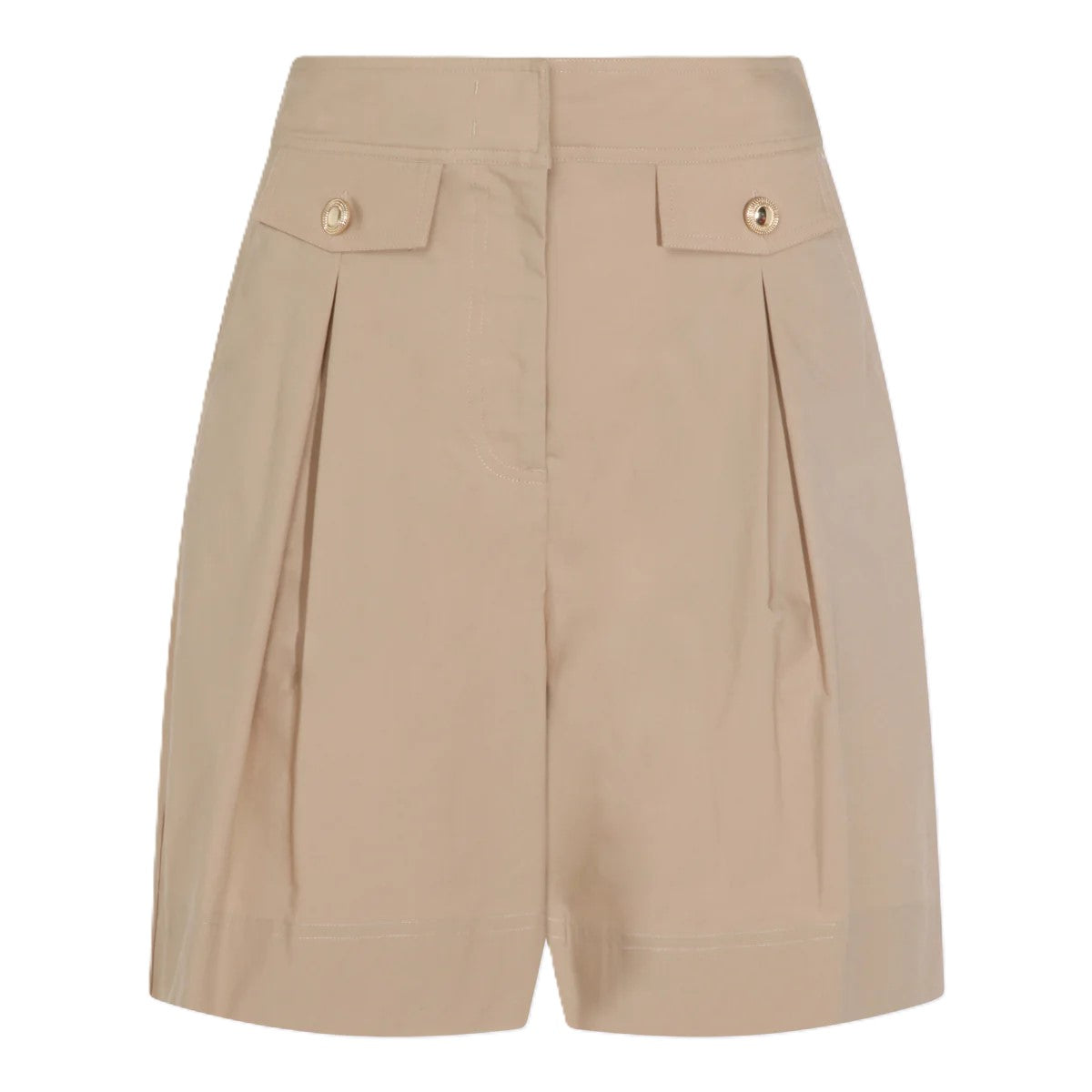 High-Waisted Tailored Shorts with Pleats and Flap Pockets