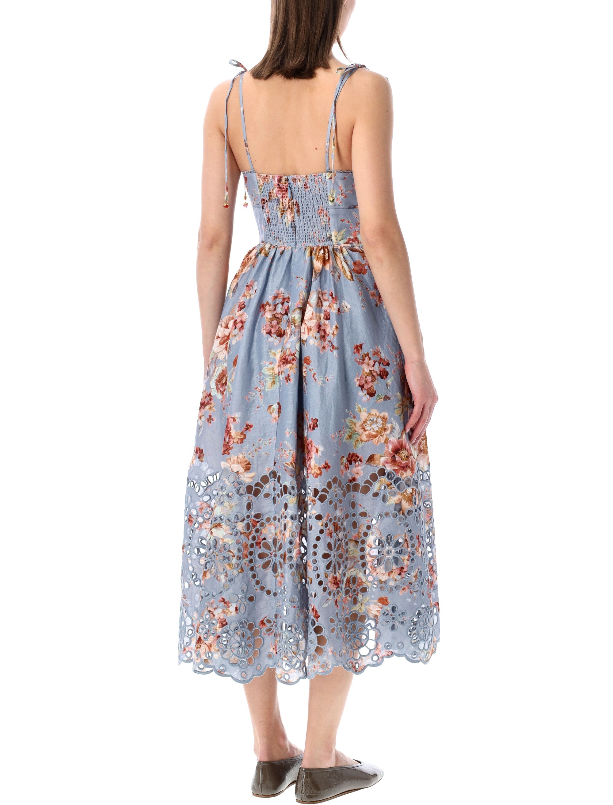 Awaken Picnic Chambray Floral Midi Dress