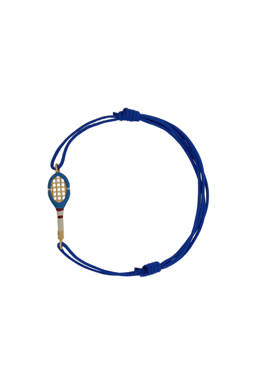 Blue/White Tennis 9K Gold Cotton Cord Bracelet