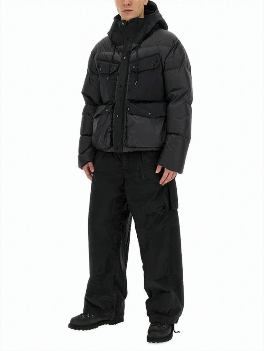 Quilted Black Down Jacket with Adjustable Hood