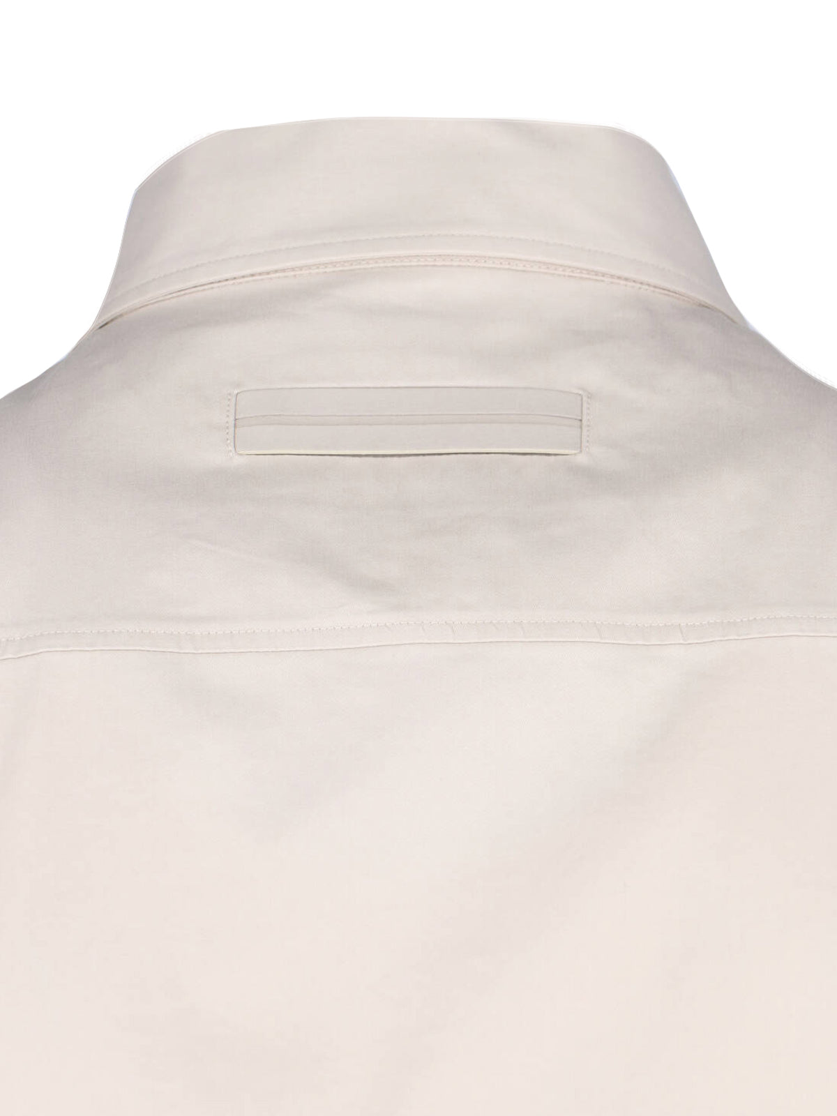 White Cotton-Blend Curved Hem Casual Shirt