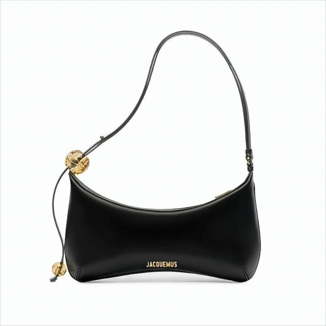 Curved Silhouette Shoulder Bag With Amber Beads