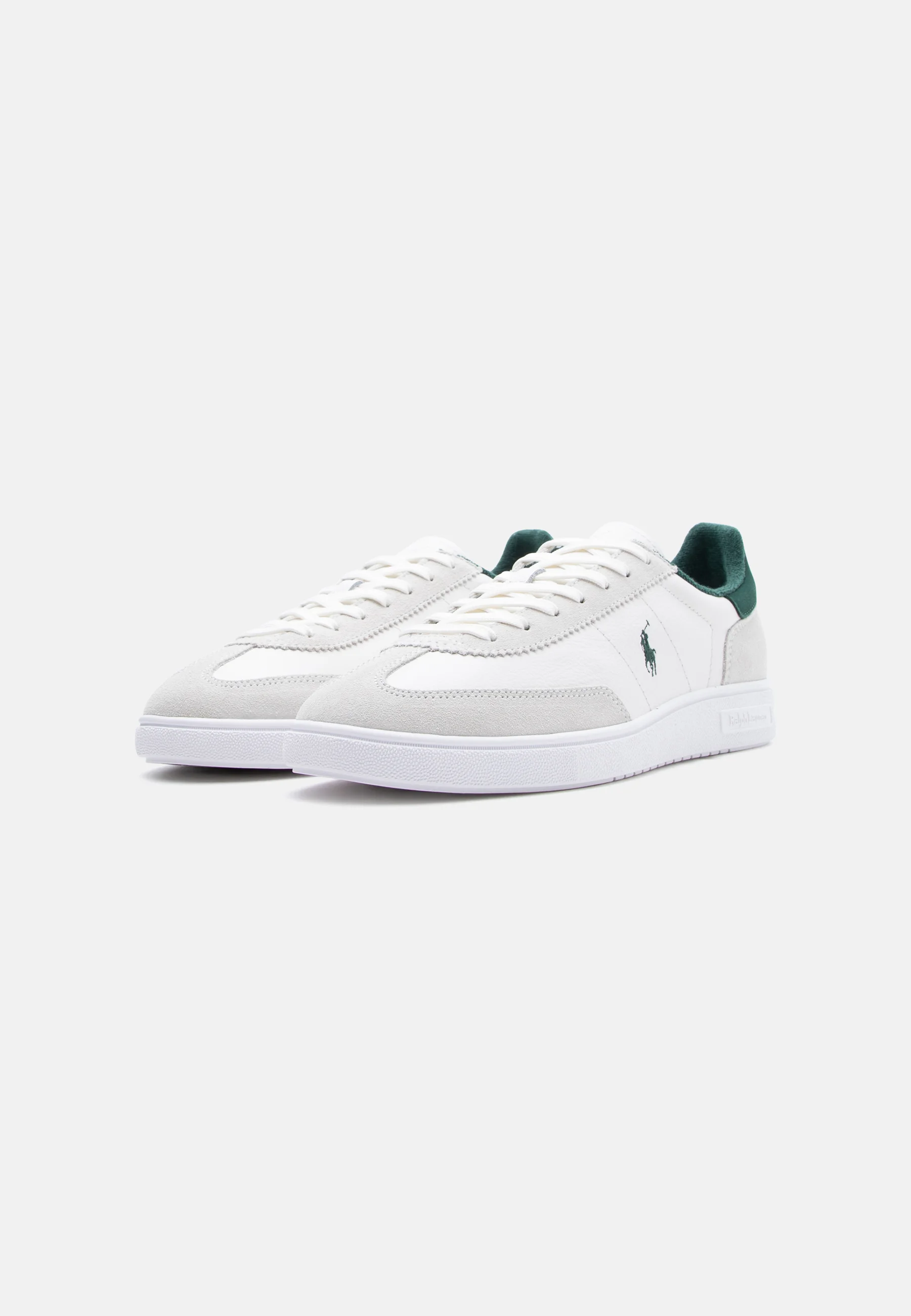 Low-Top White Leather Sneakers with Suede Overlays