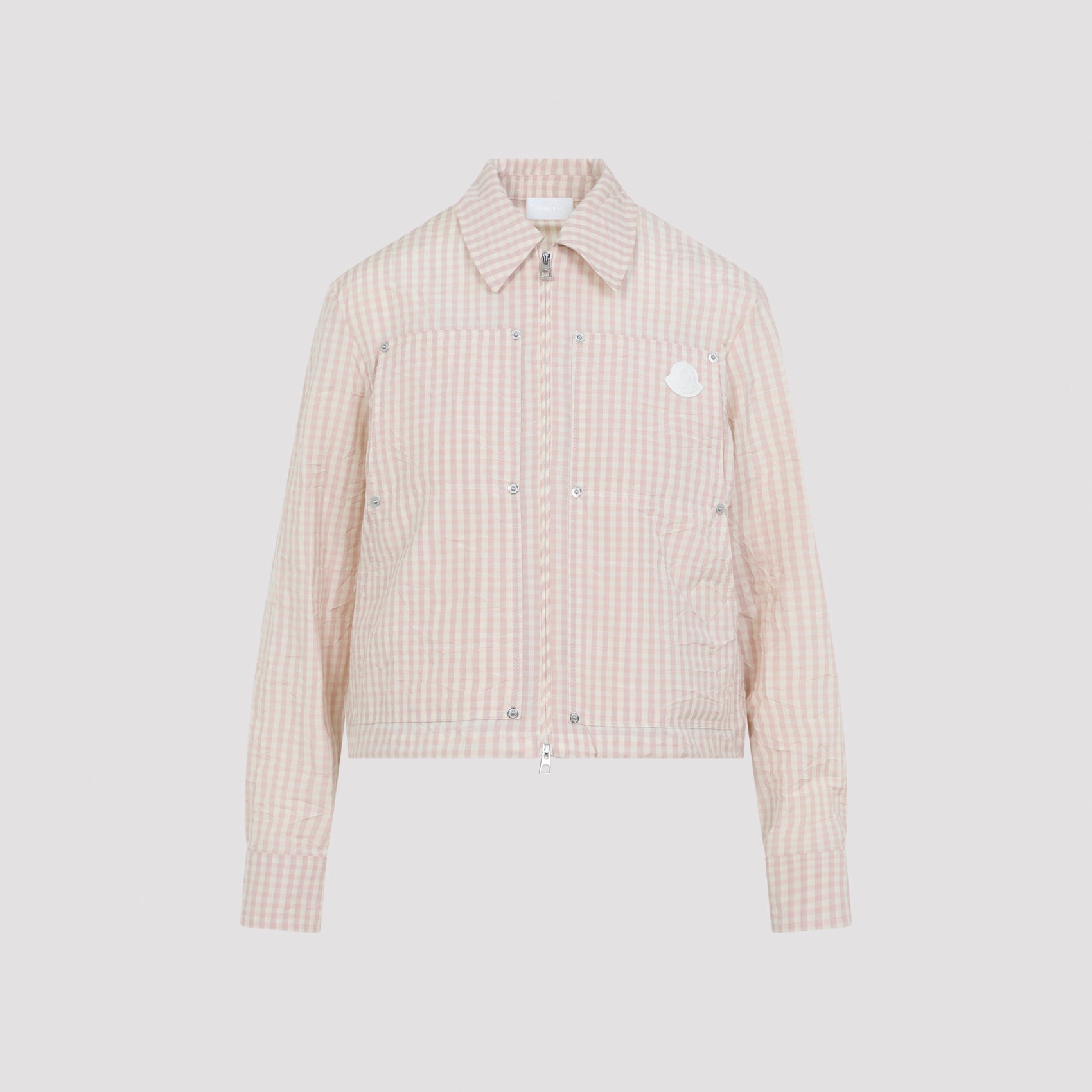 Cropped Gingham Jacket with Classic Collar