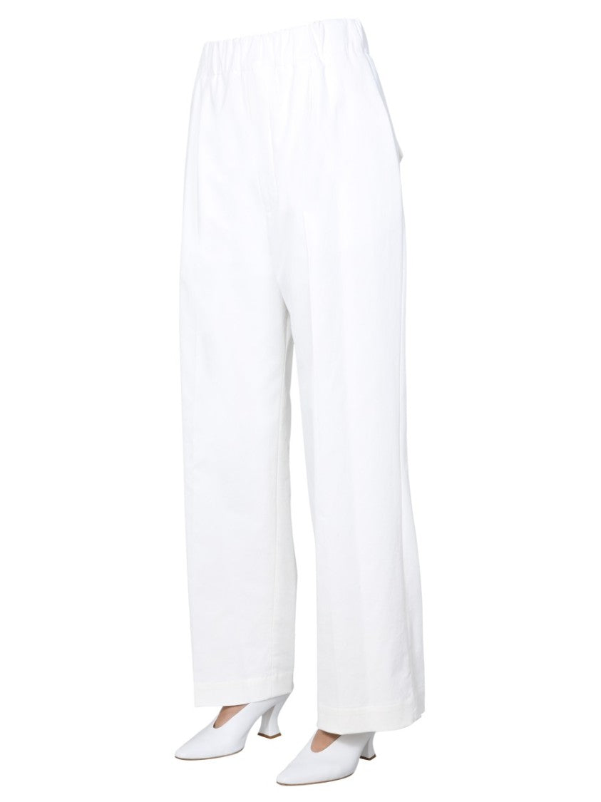 Lightweight Wide Trousers With Elasticated Waistband