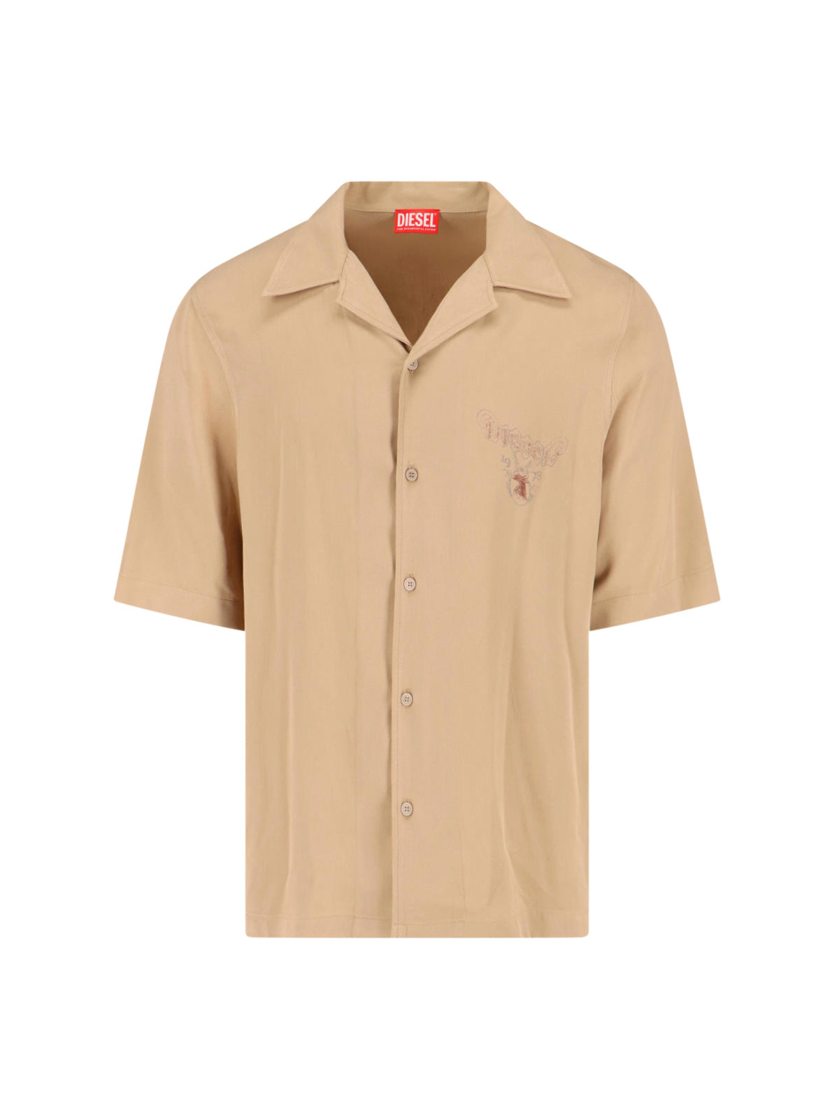 Beige Short Sleeve Printed Shirt