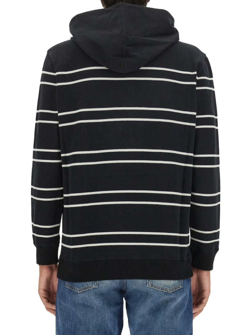 Horizontal Stripe Black Hoodie With Relaxed Fit