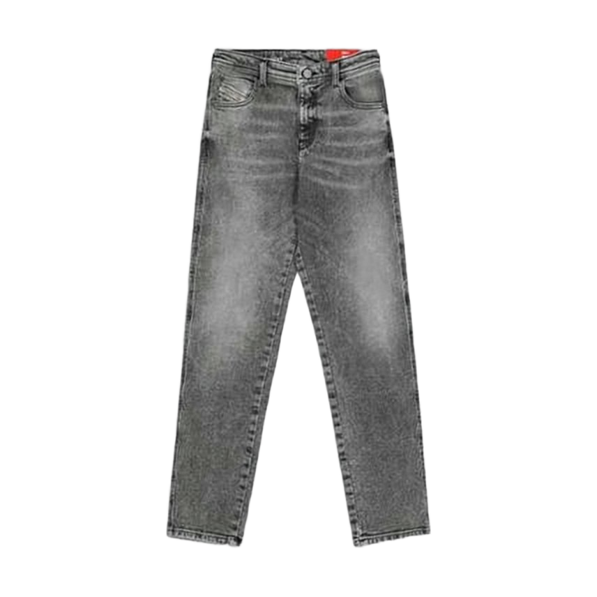 Mid-Rise Grey Wash Straight-Leg Denim Pants