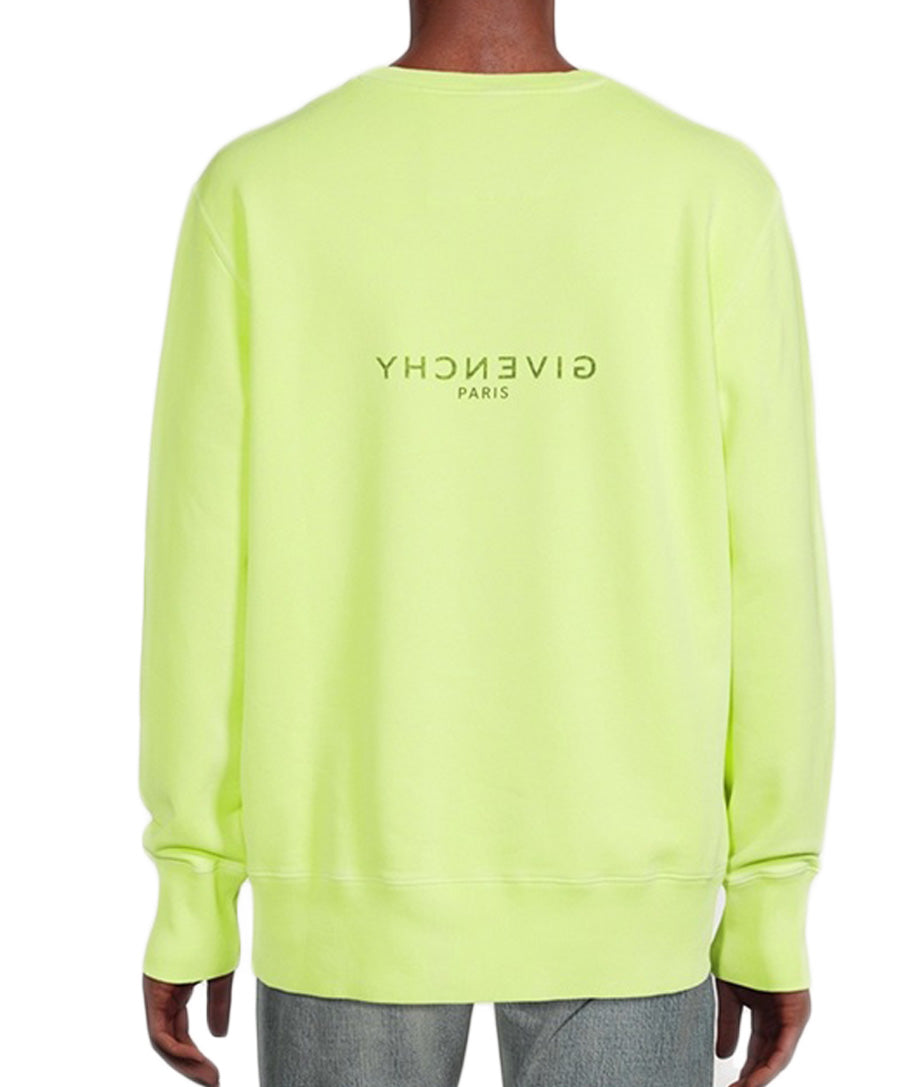 Fluorescent Yellow Crewneck Sweatshirt with Centered Logo