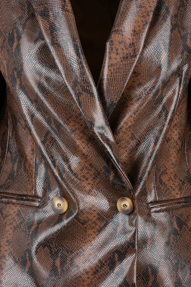 Faux Leather Jacket - Brown/Black