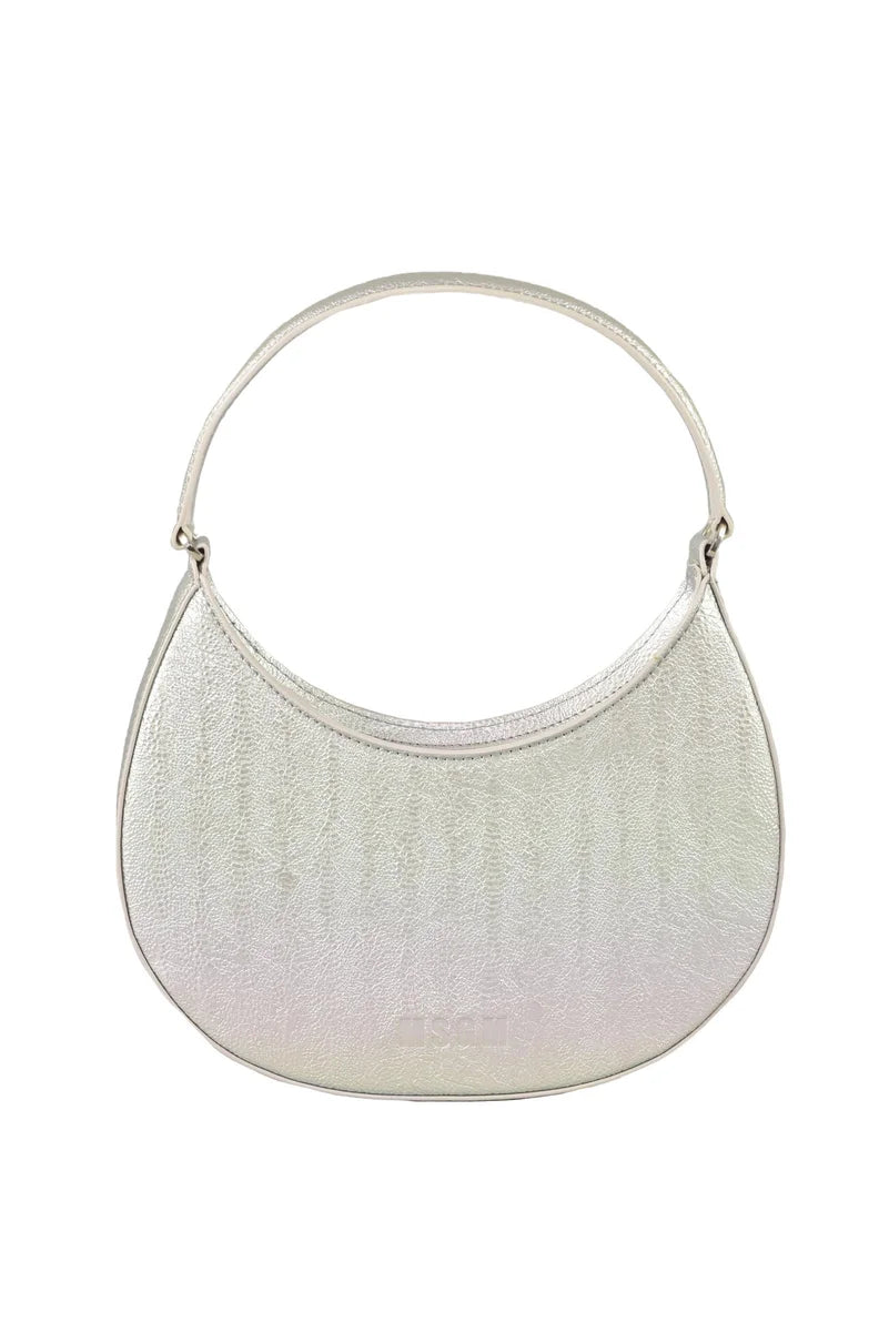Crescent-Shaped Metallic Silver MSGM Bag