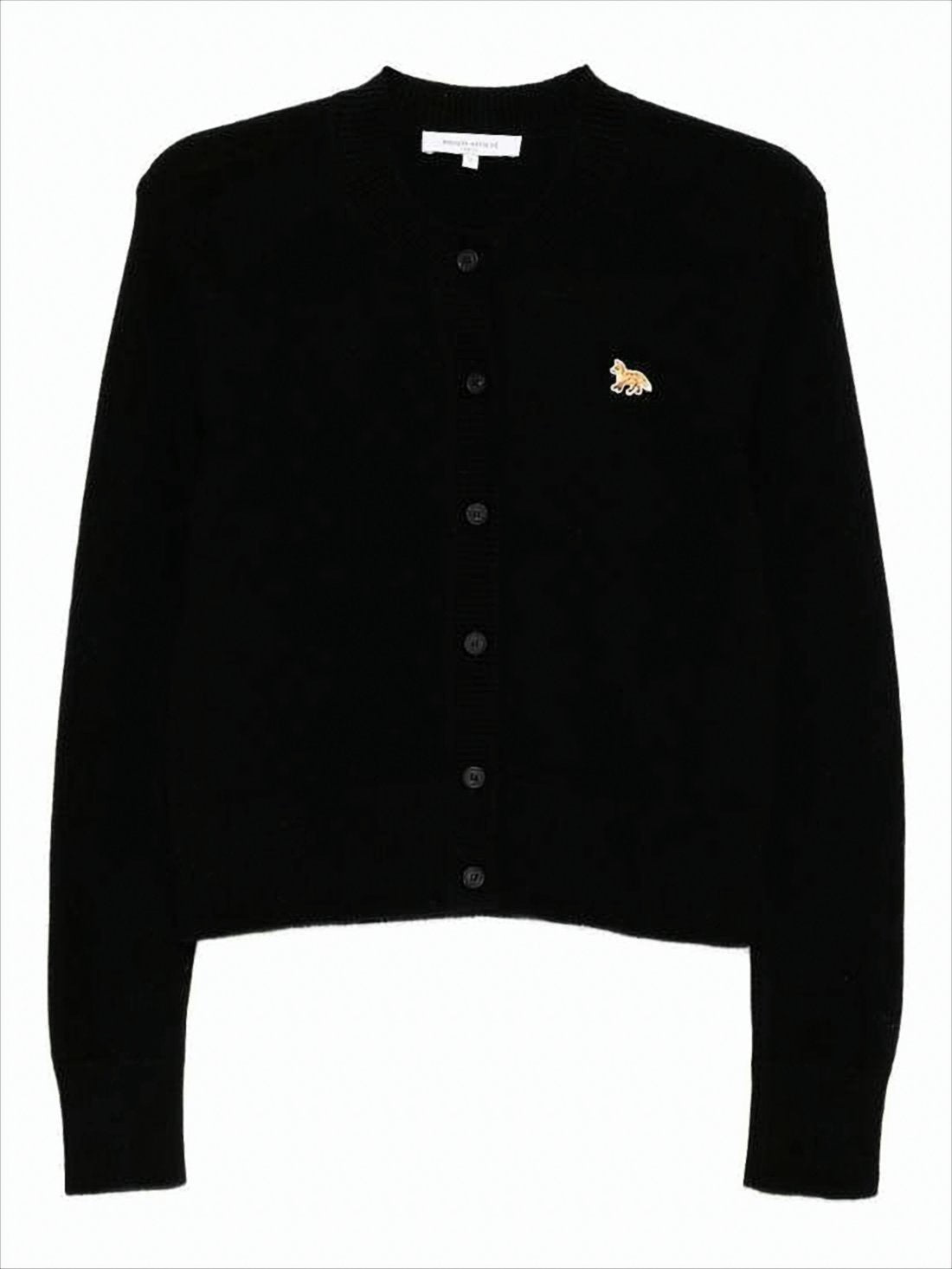 Fitted Black Lambswool Cardigan
