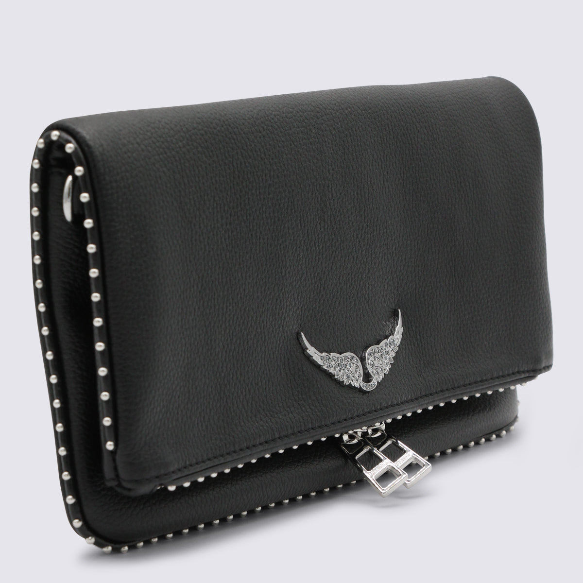 Black Rock Grained Leather Shoulder Bag