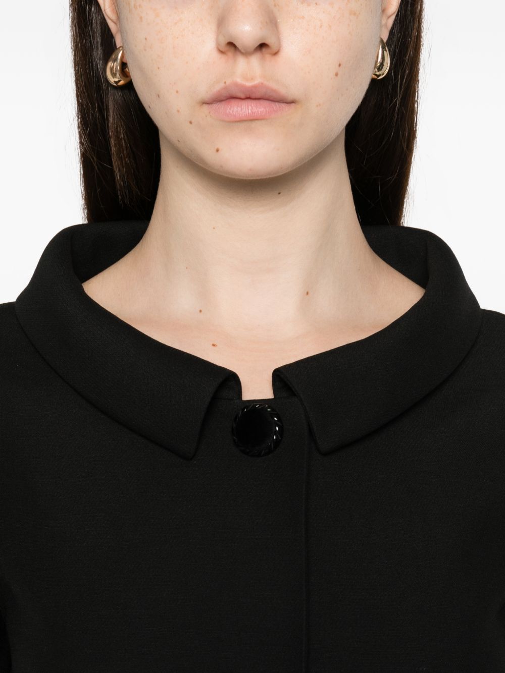 Cropped Jacket With Rounded Collar