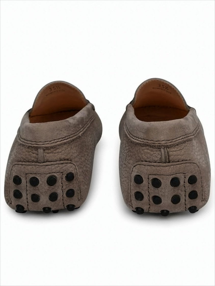 Sleek Brown Leather Loafers with Textured Finish
