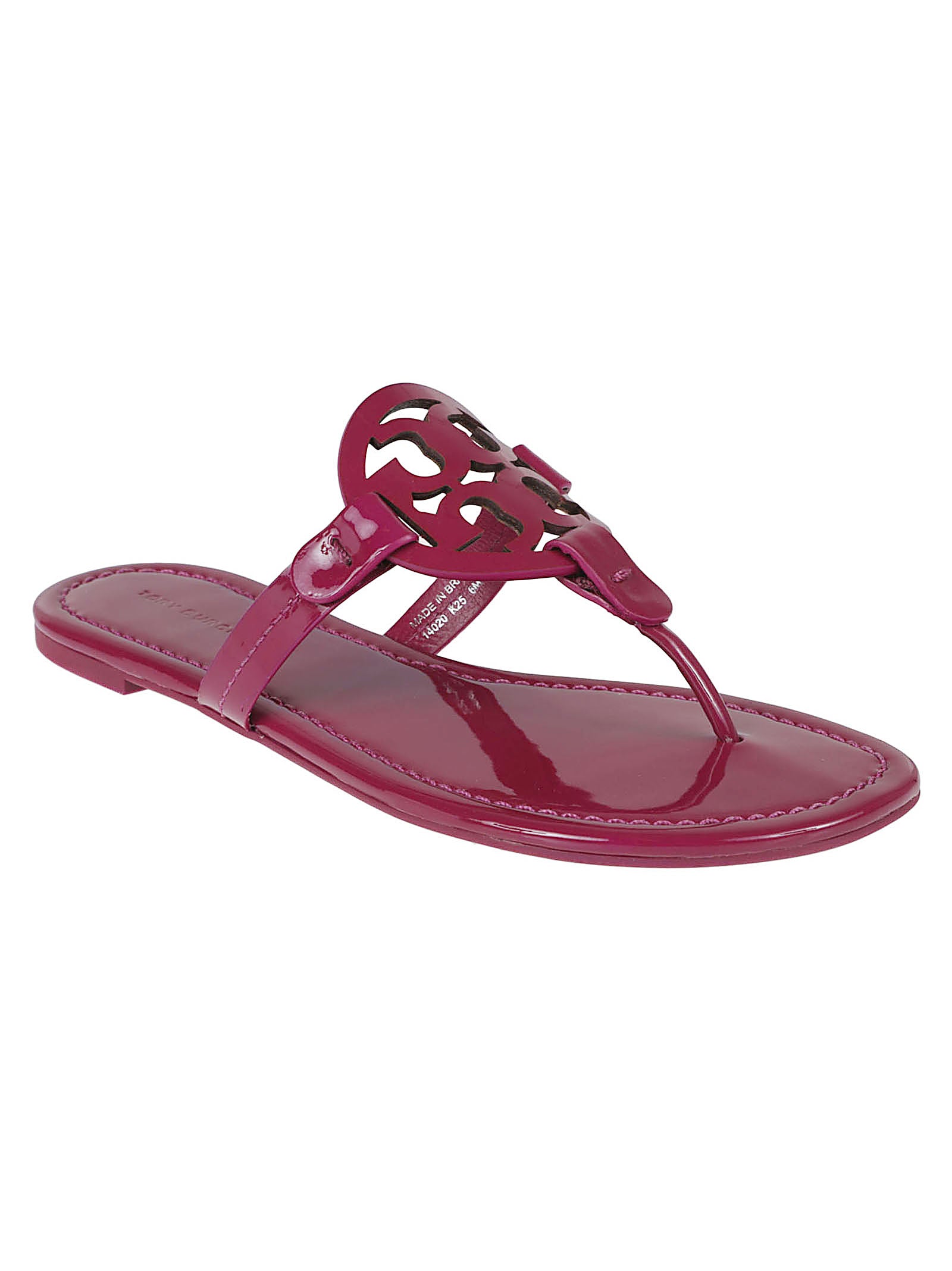 Glossy Pink Leather Sandals
