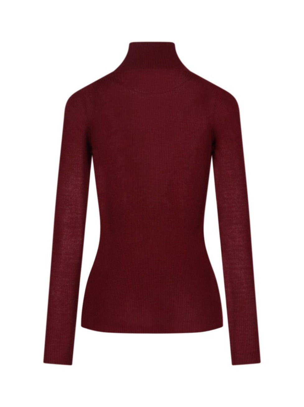 Ribbed Cashmere-Silk Sweater With High Neckline And Fitted Silhouette