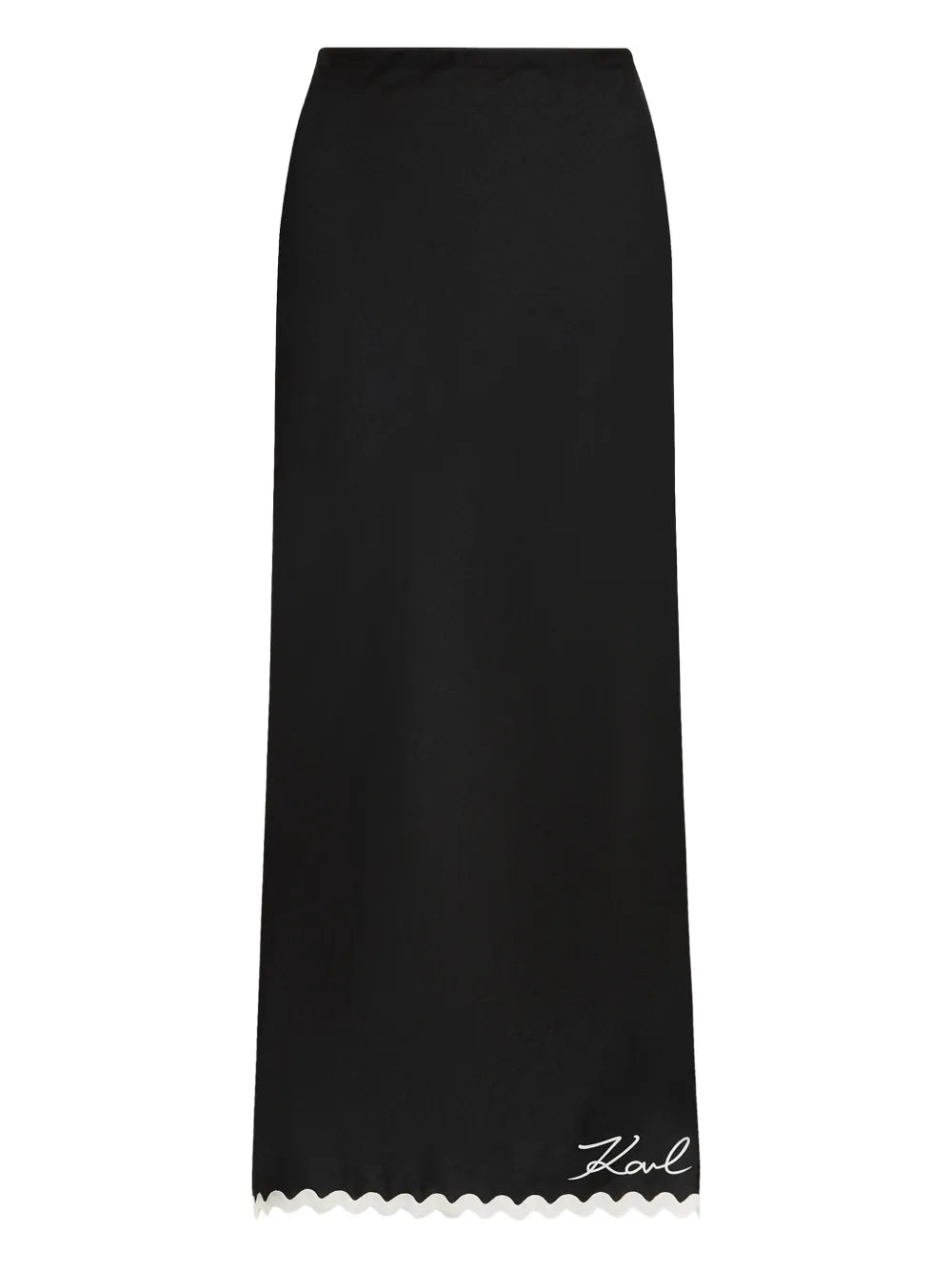 Sleek Maxi Skirt with Contrasting Scalloped Hem