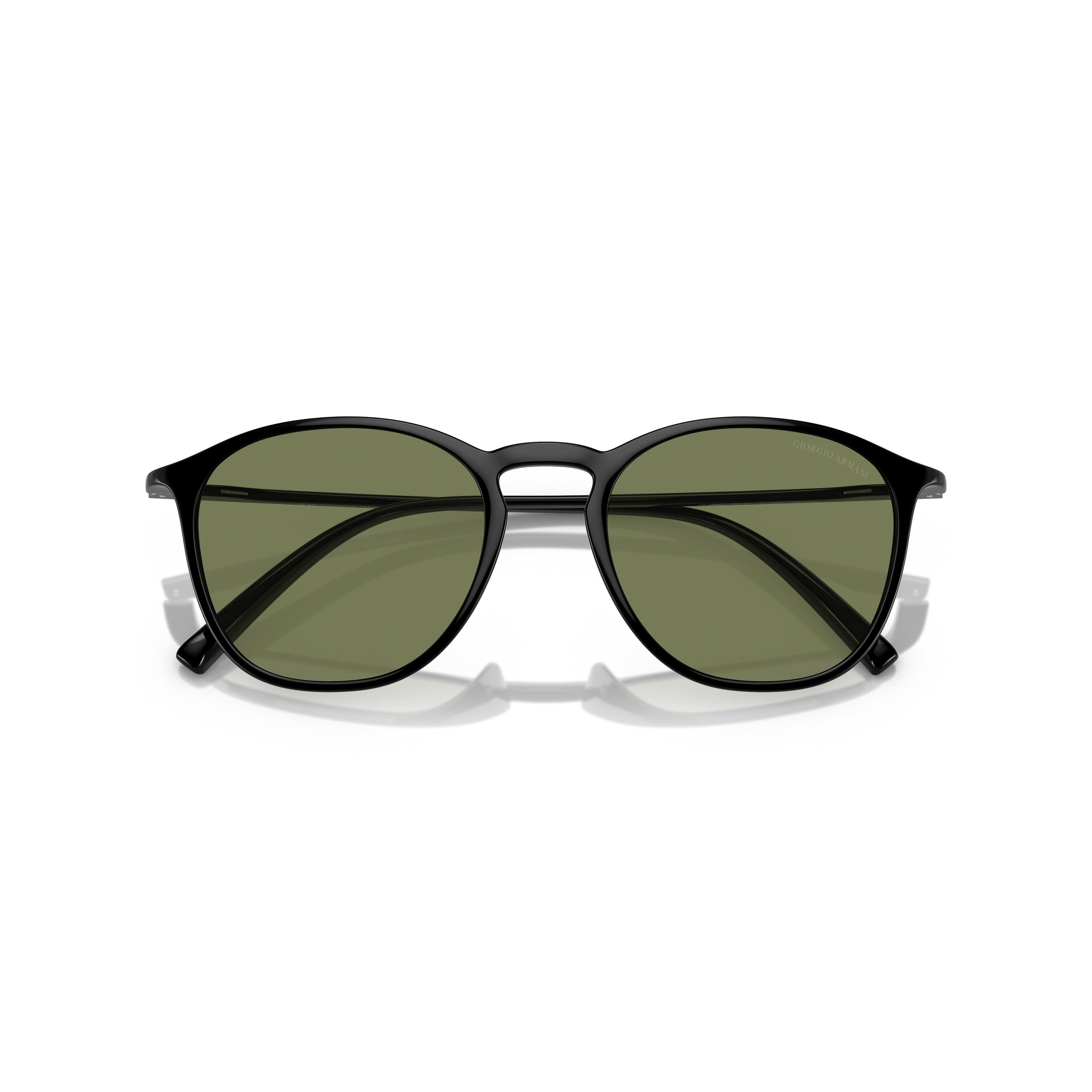 0ar8186u Rounded Square Black Nylon Sunglasses with Olive Green Lenses