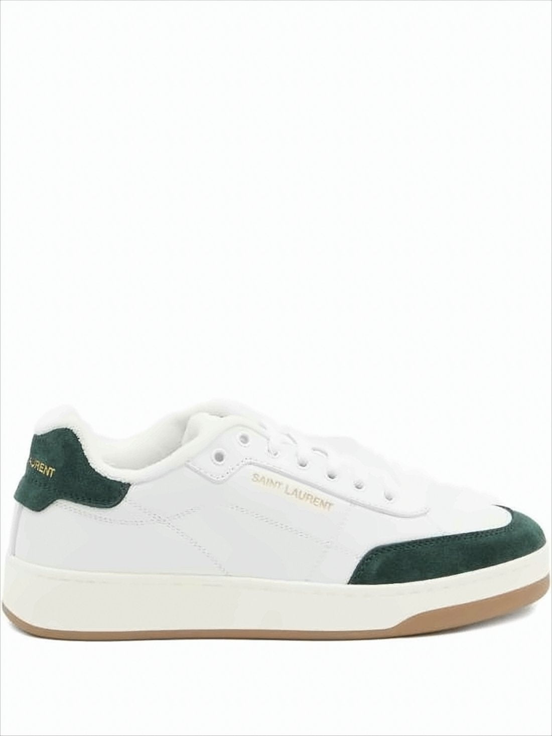 Low-Top Smooth Leather Sneakers with Suede Accents