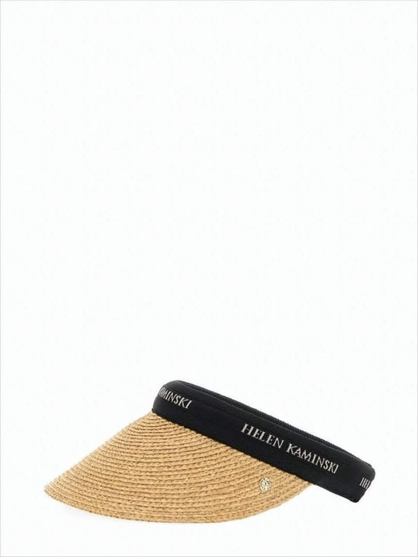 Natural Raffia Visor With Black Brand Band