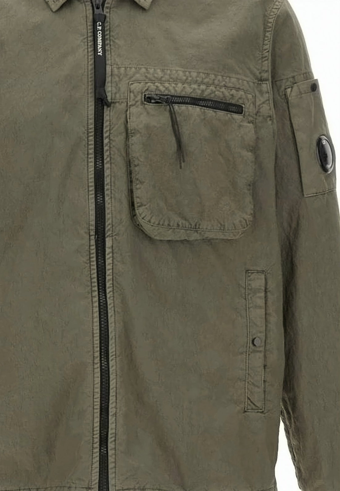 Utilitarian Green Jacket With Classic Collar