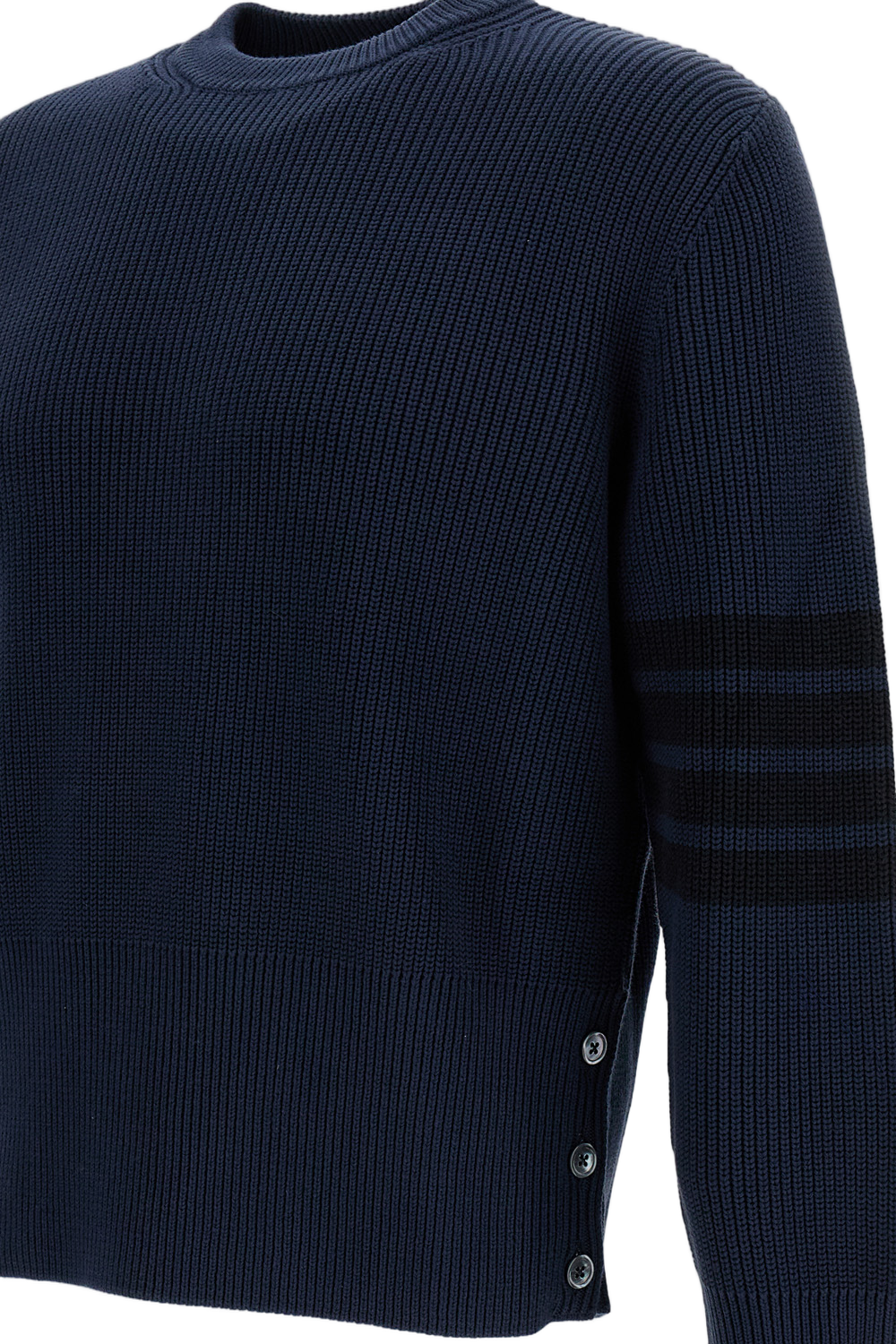 Cropped Crewneck Cardigan With Ribbed Trims