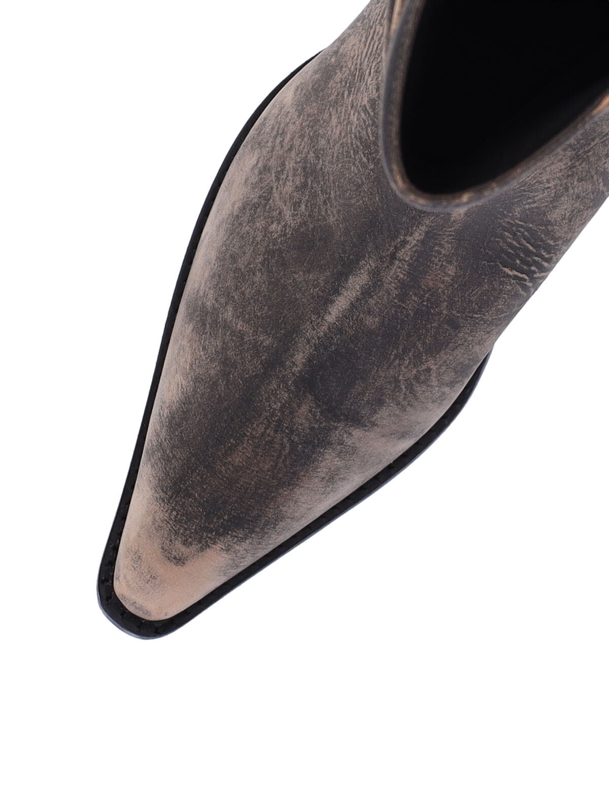 Mid-Calf Boots With Squared Pointed Toe And Embossed Detailing