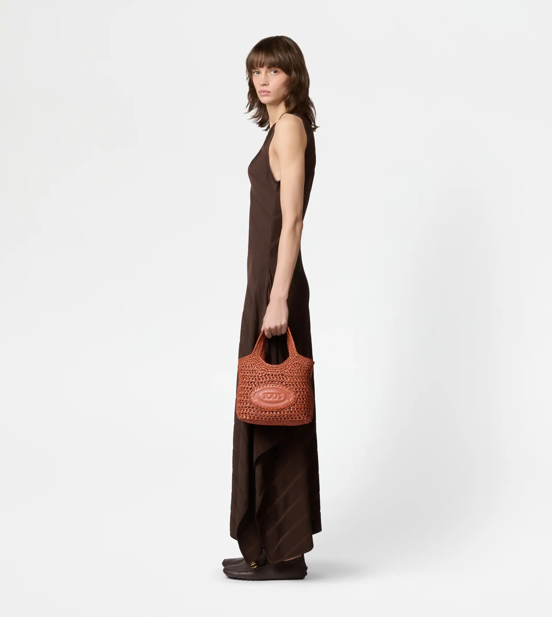Textured Medium Tote Bag in Warm Terracotta