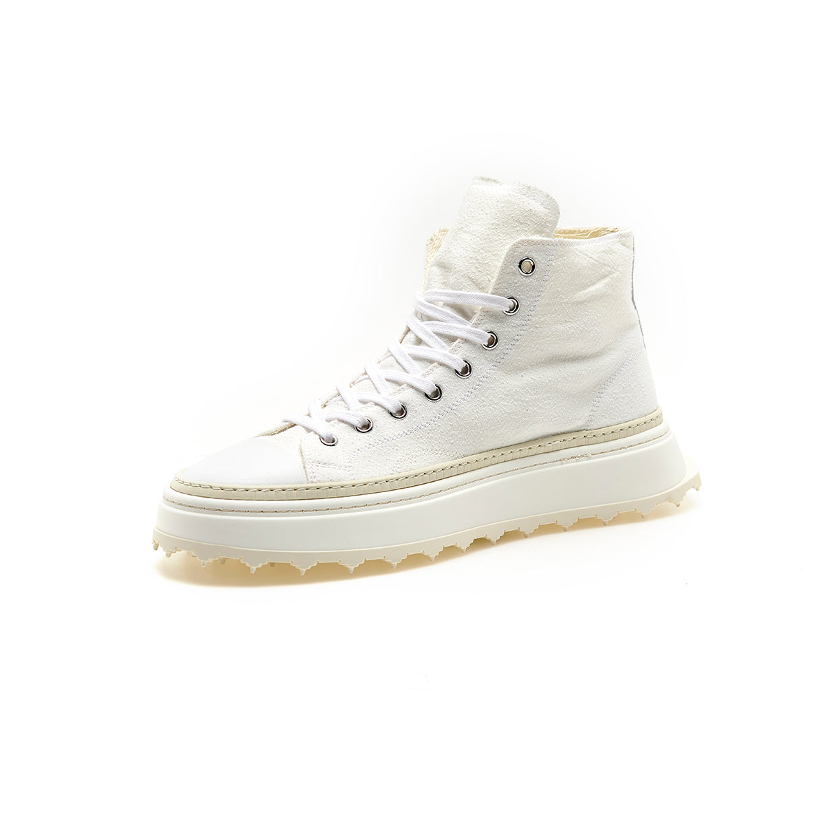 Canvas Leather Mid-Cut Sneakers