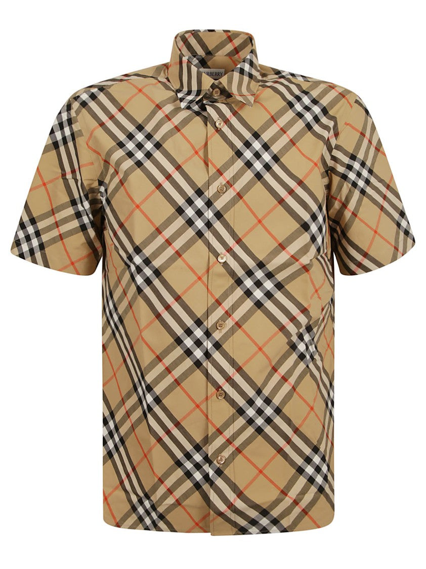 Short-Sleeved Check Shirt With Button-Down Front