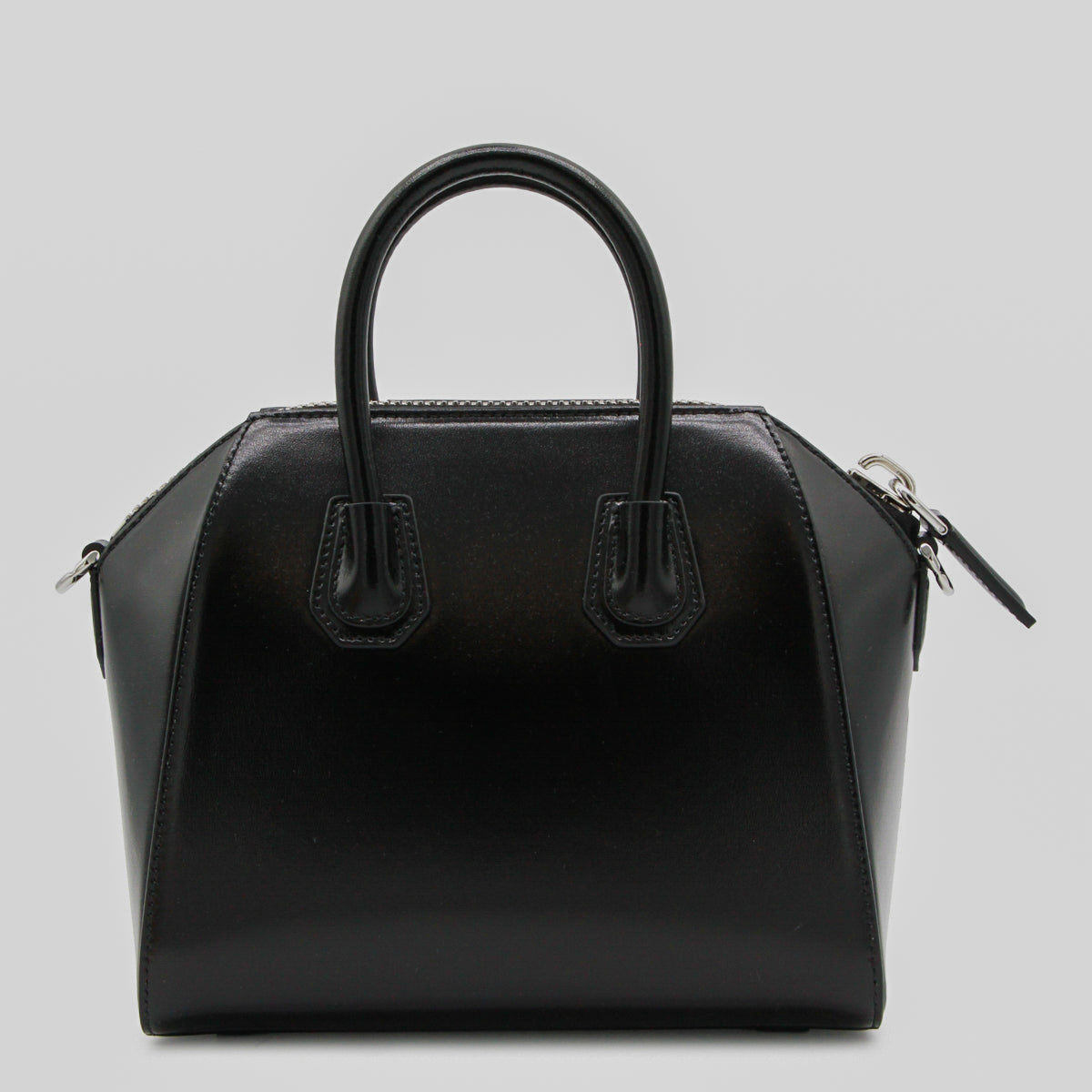Structured Black Leather Antigona Top Handle Bag