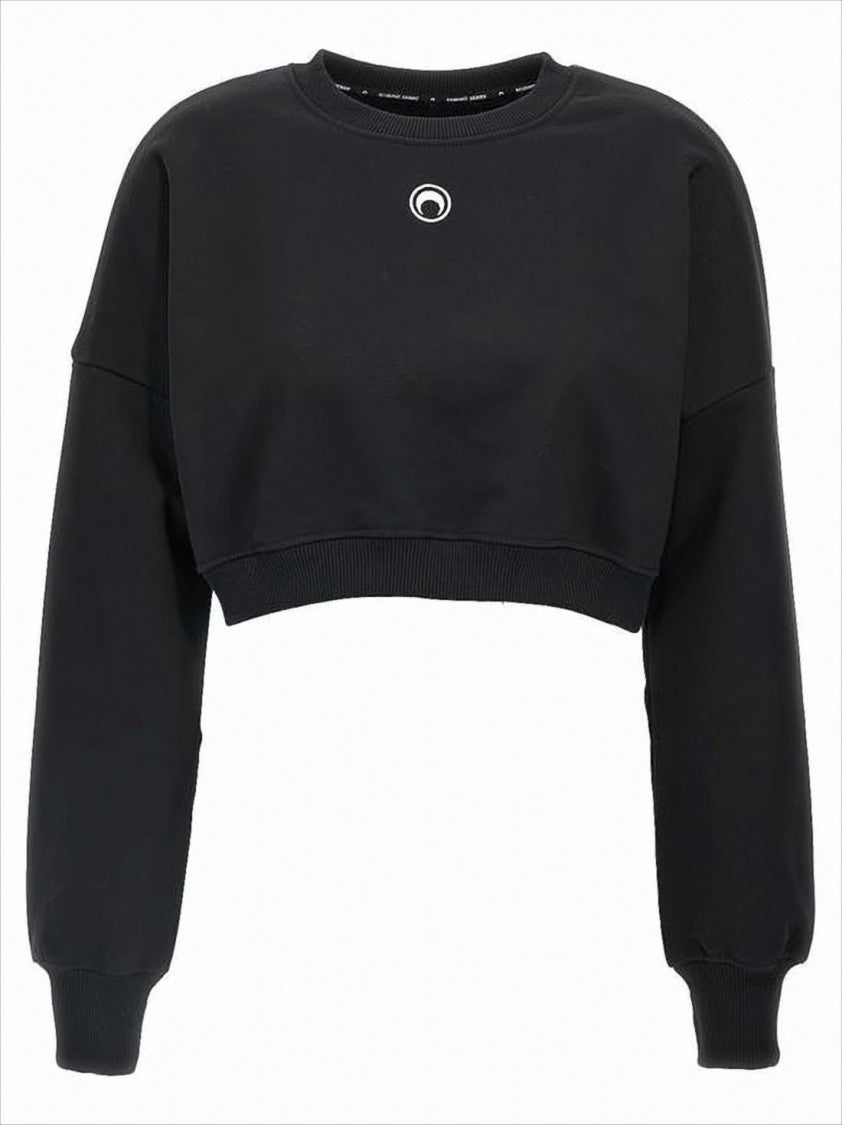 Cropped Black Long-Sleeve Top With Minimalist Design