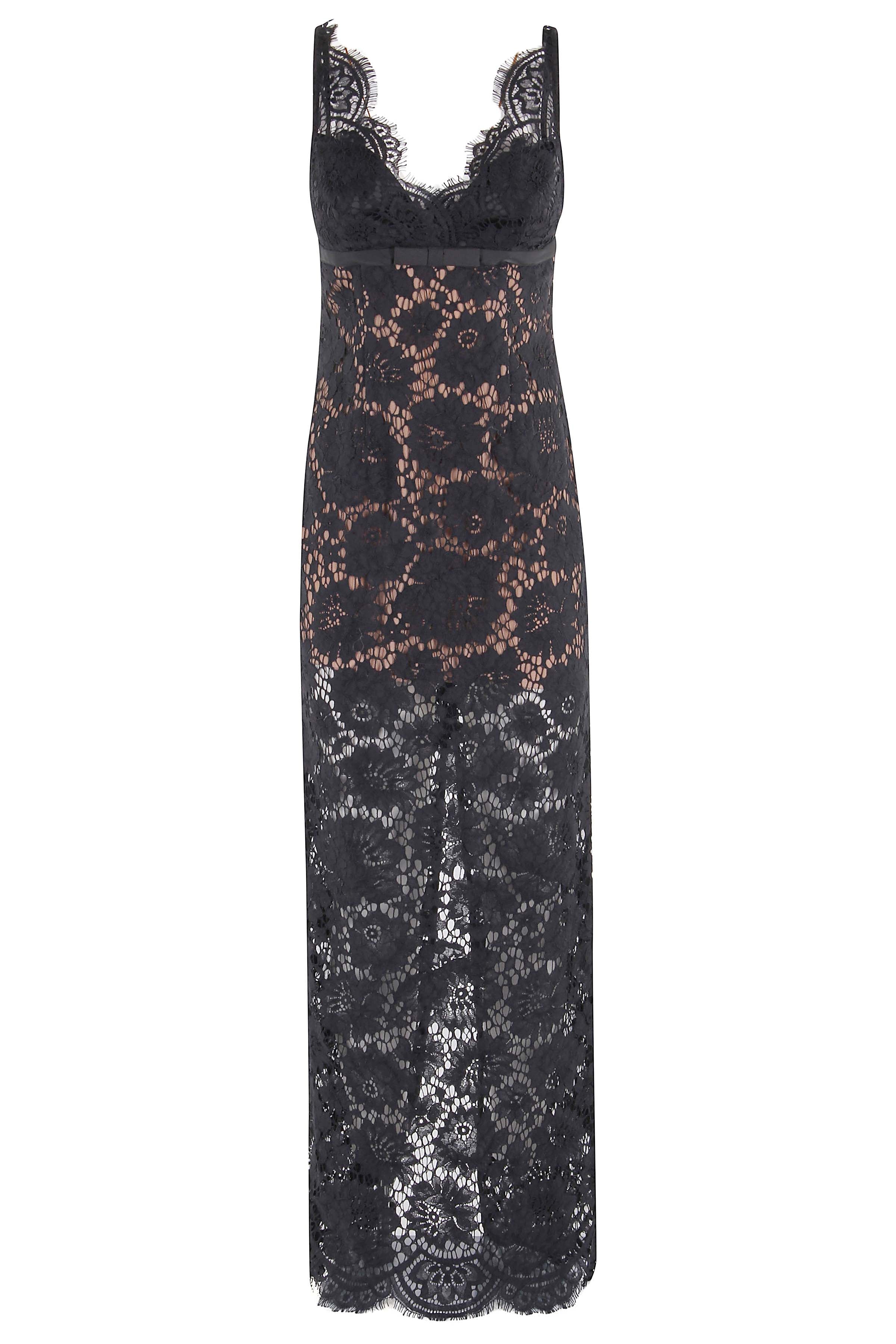 Black Floral Lace Maxi Dress