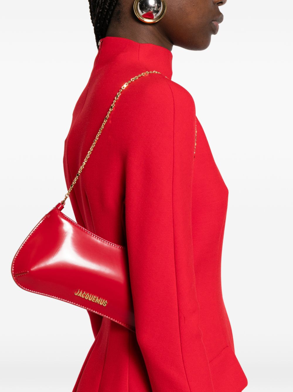 Red Handbag with Gold-tone Accents