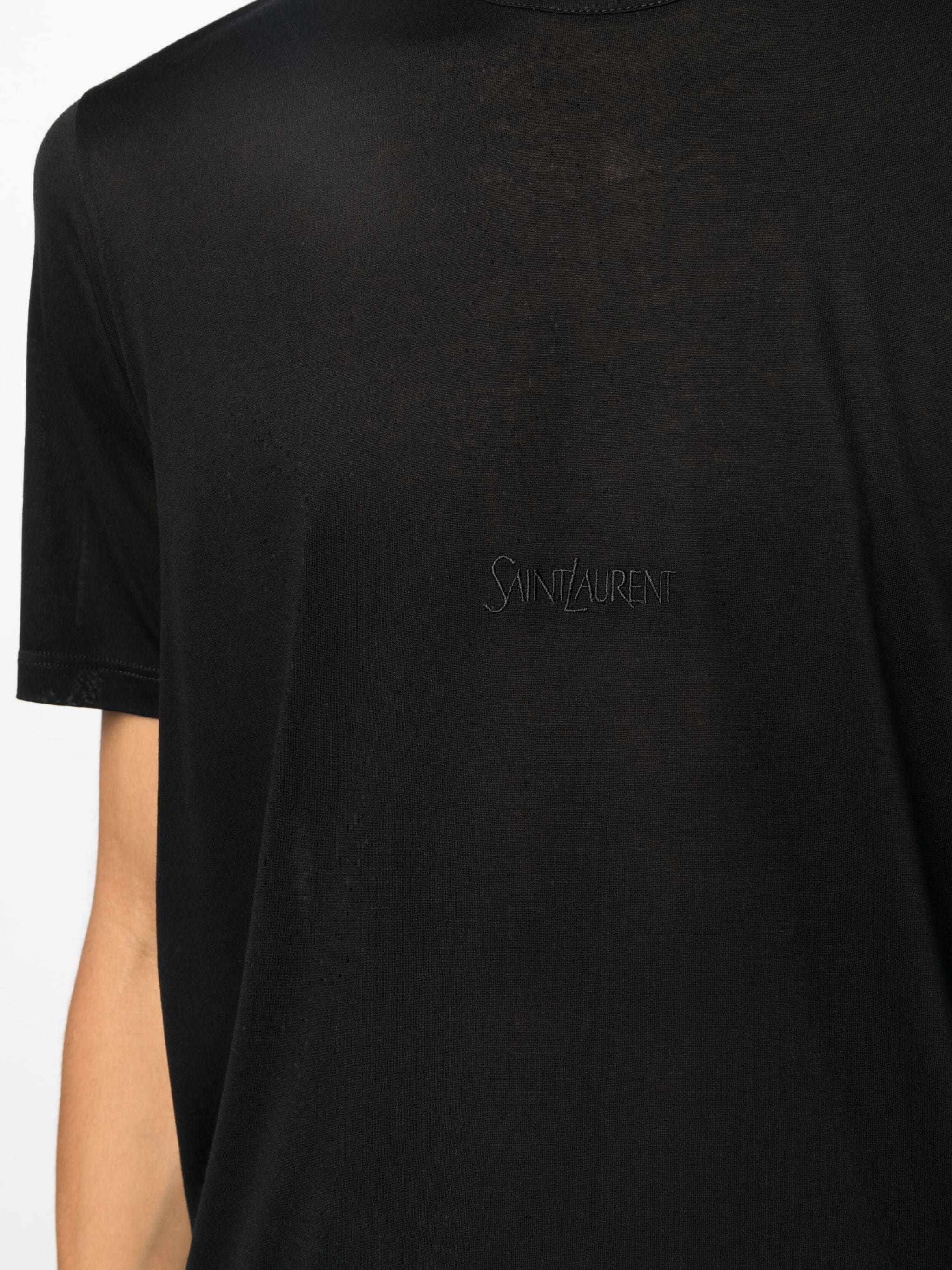 Black Viscose Crew Neck T-Shirt