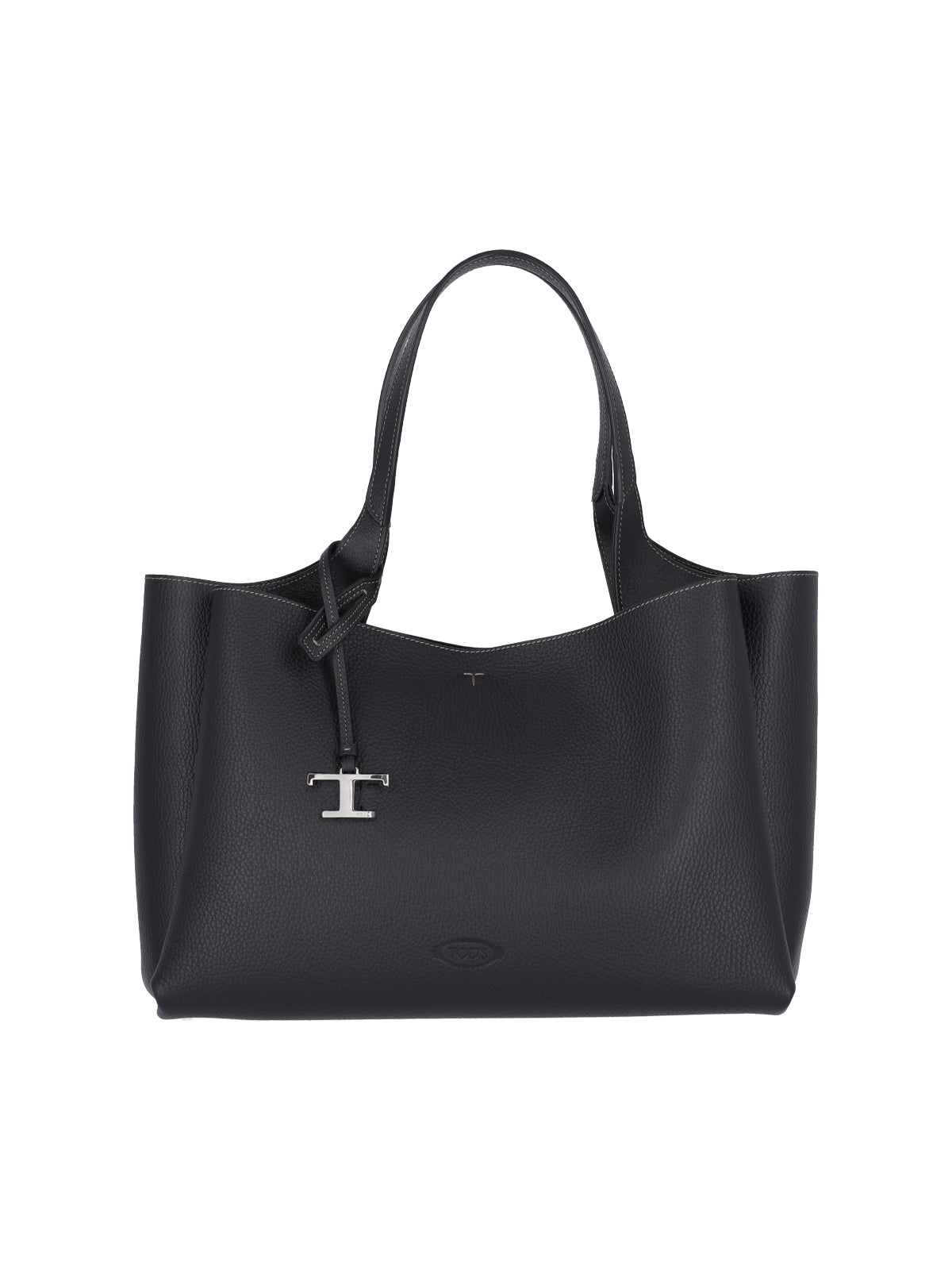 Medium Tote Bag In Black Hammered Leather