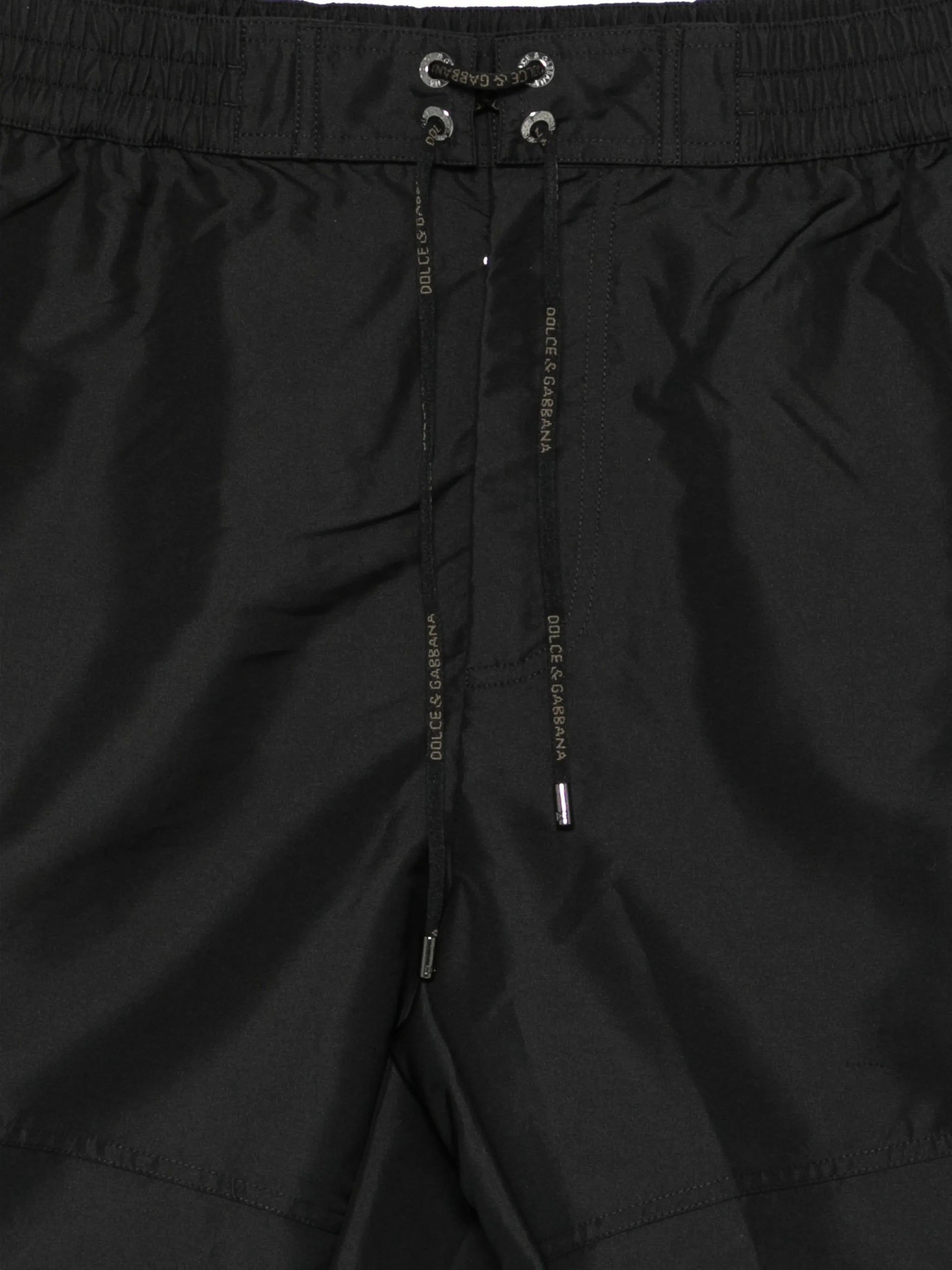 Black Mid-Length Olive Trim Utility Shorts