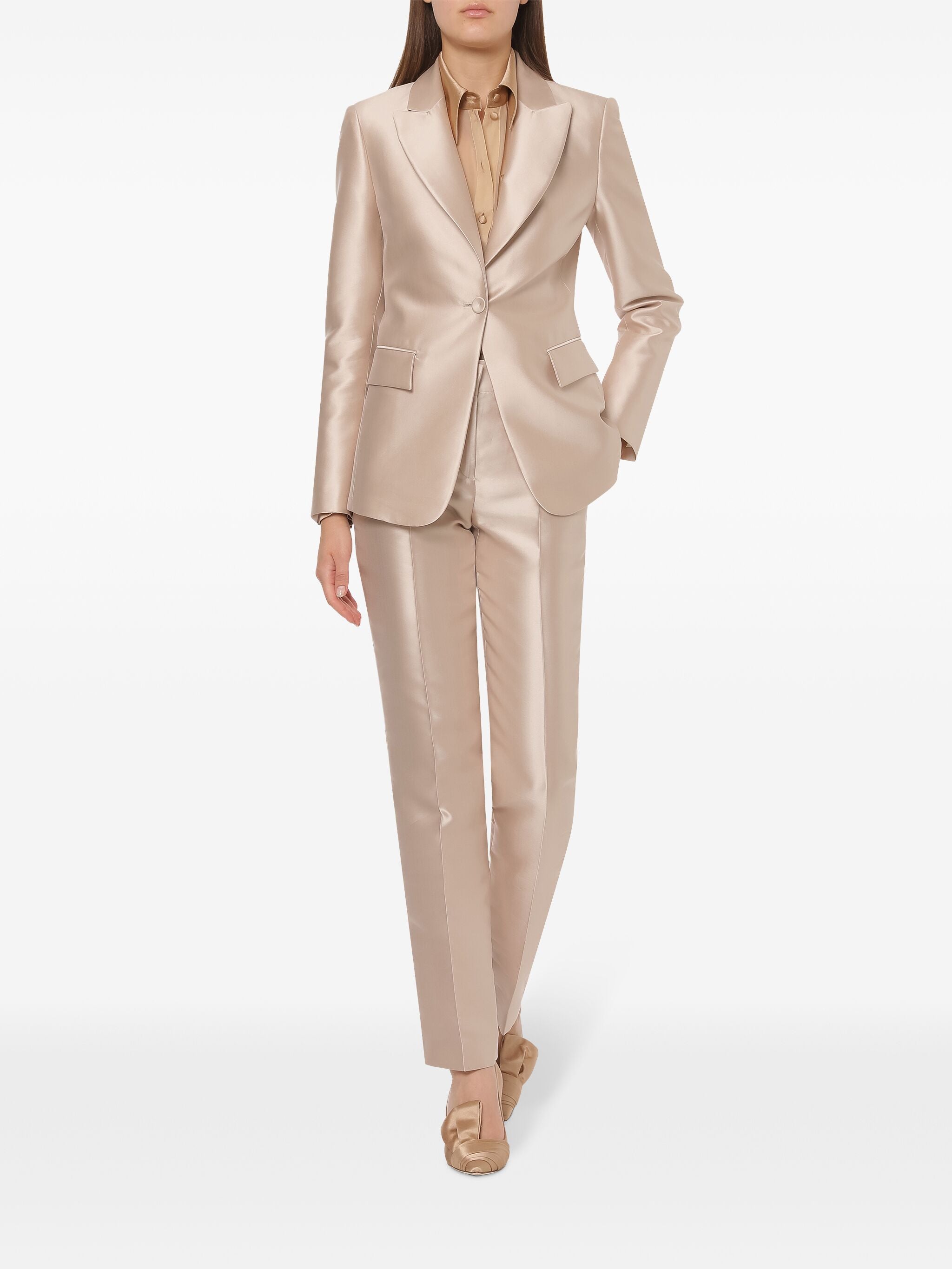 Tailored Mikado Trousers With Lustrous Finish