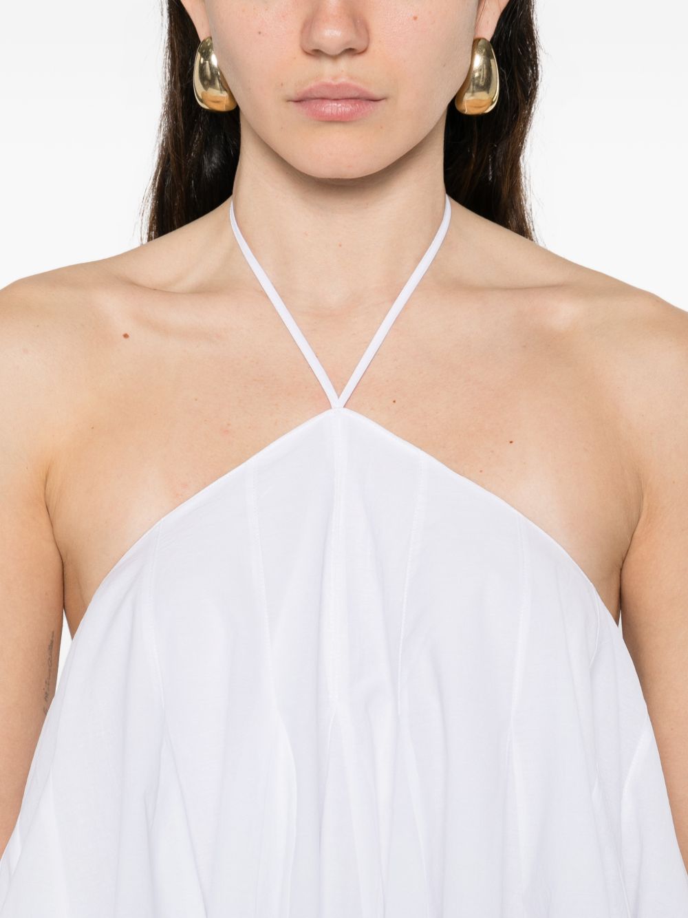 White Asymmetric Open-Back Sleeveless Dress